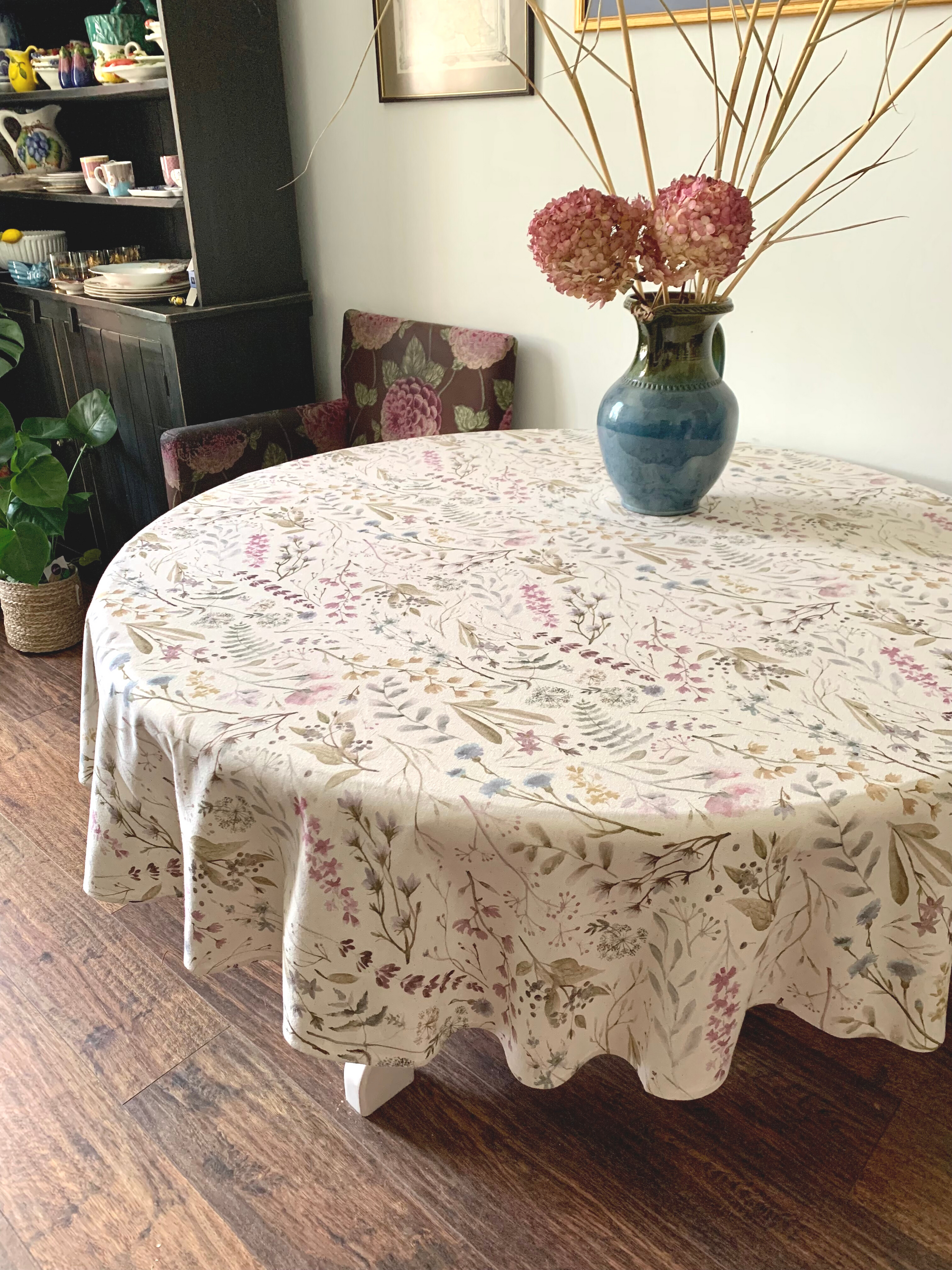 Round Tablecloth, Linen-Cotton Mix, Printed | Aitana