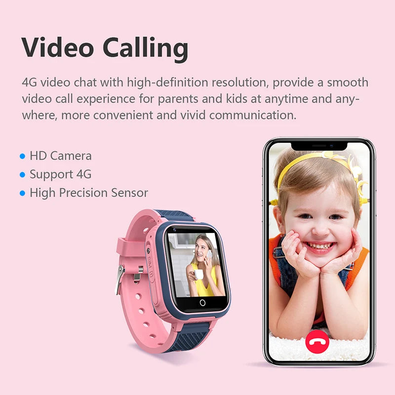 Montre connectée LT21 4G pour enfants, GPS, Wi-Fi, appels vidéo, SOS, étanche IP67