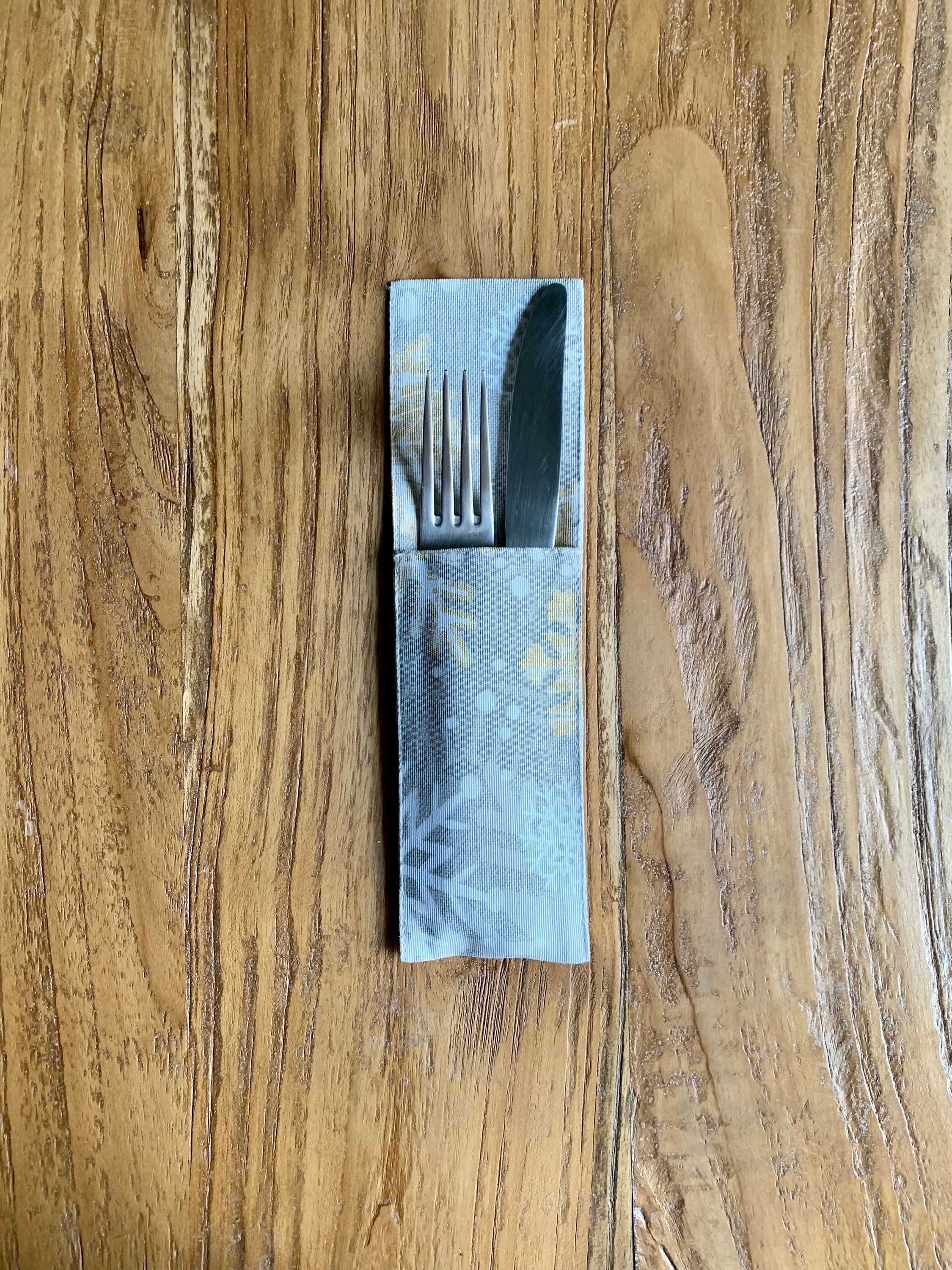 Winter motive Cutlery Holder with snowflake print, Cottom-Poly mix |