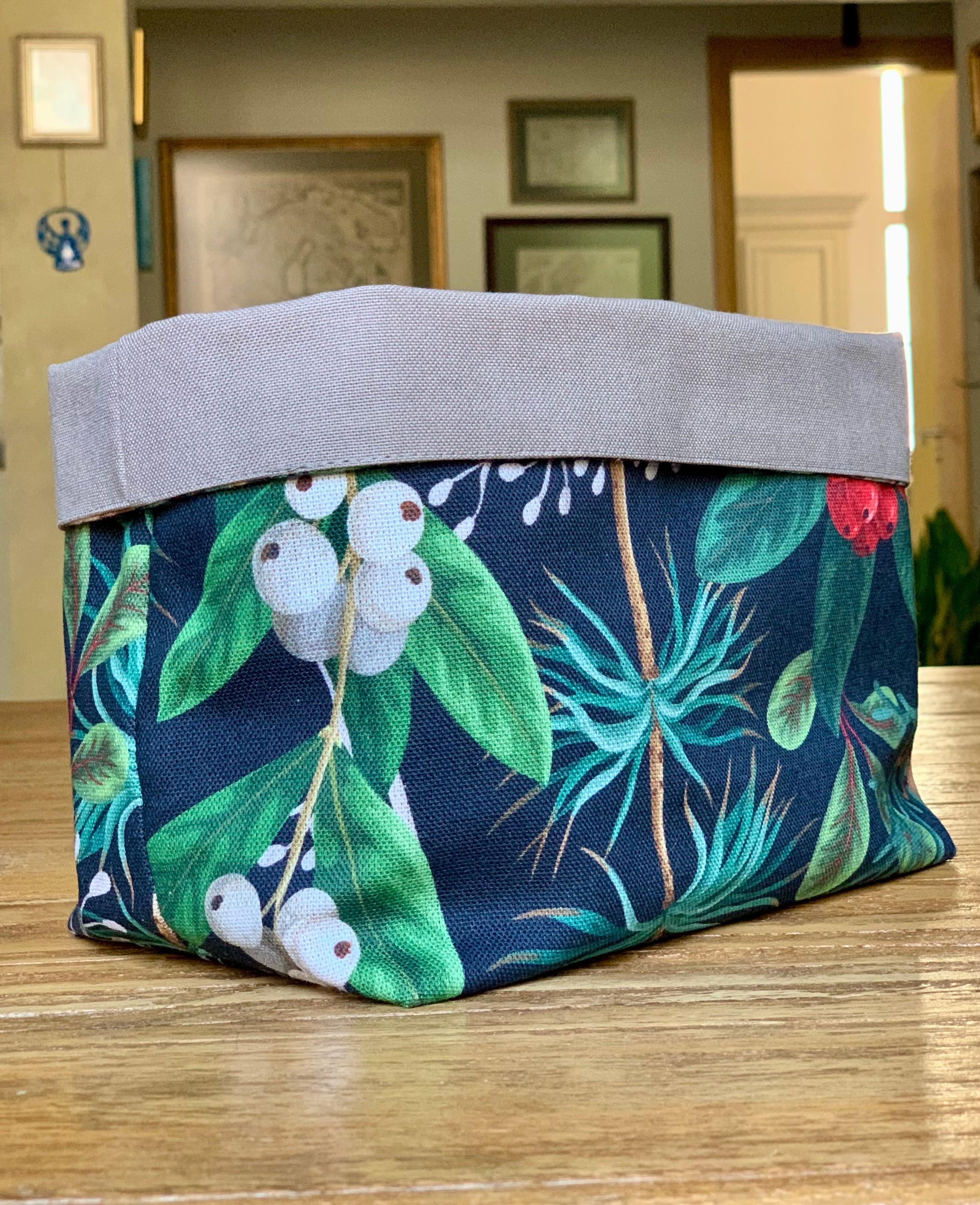 Christmas Bread cloth, Fabric Basket, Printed | Christmas Forest