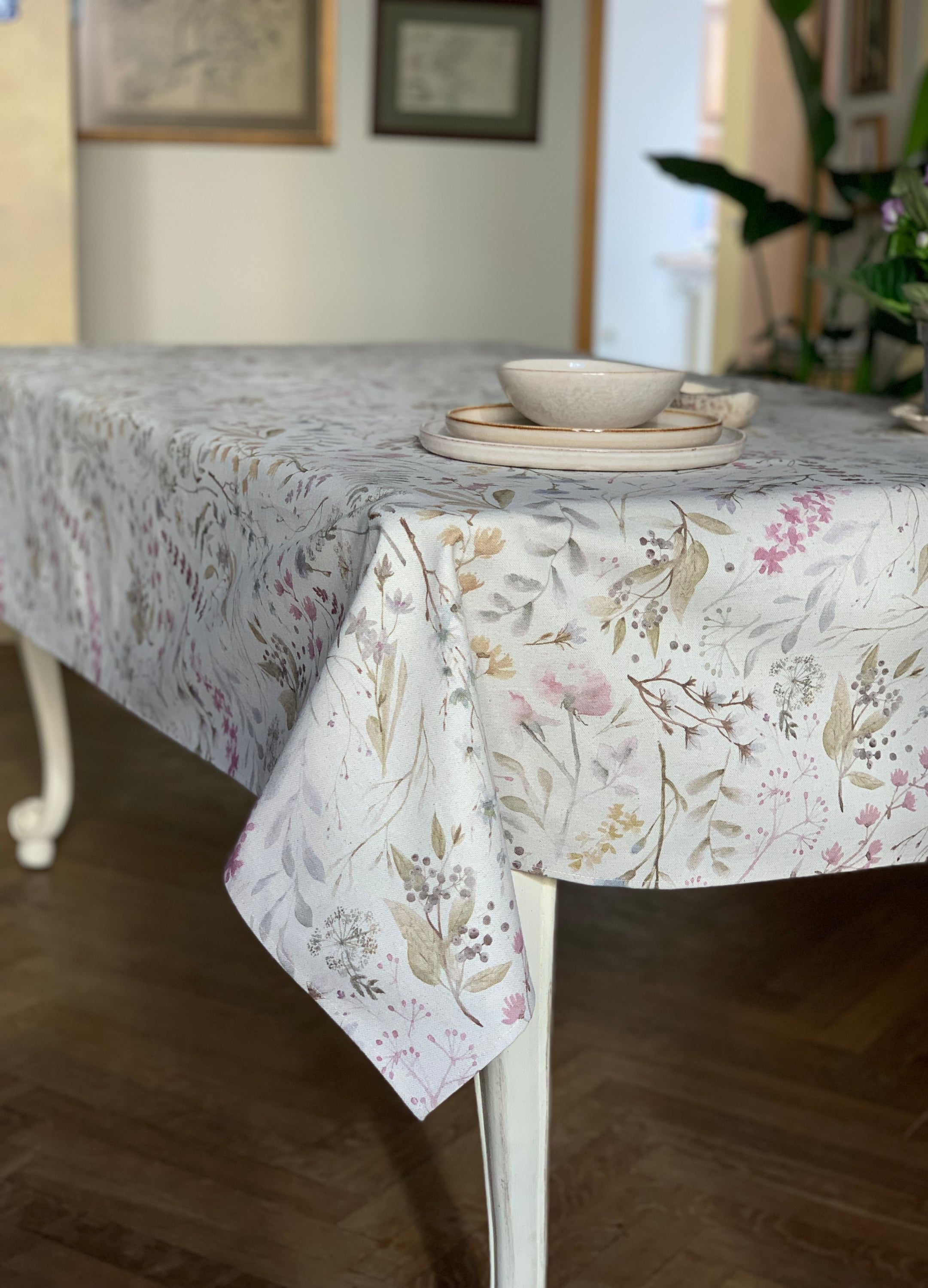 Rectangular Tablecloth, Linen-Cotton Mix, Printed | Aitana
