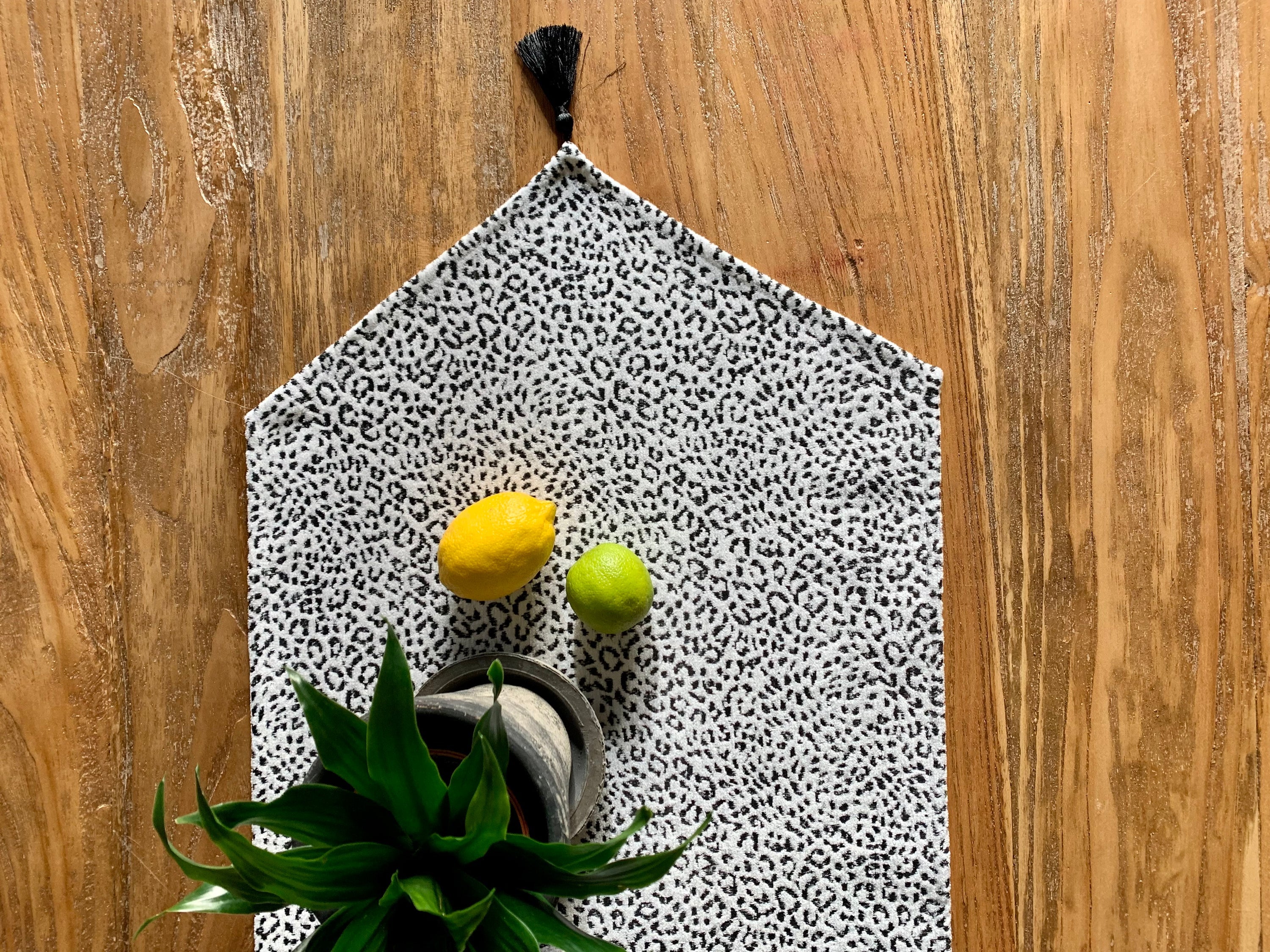 Table Runner with Tassels Beige, Chenille Jacquard | Jungle