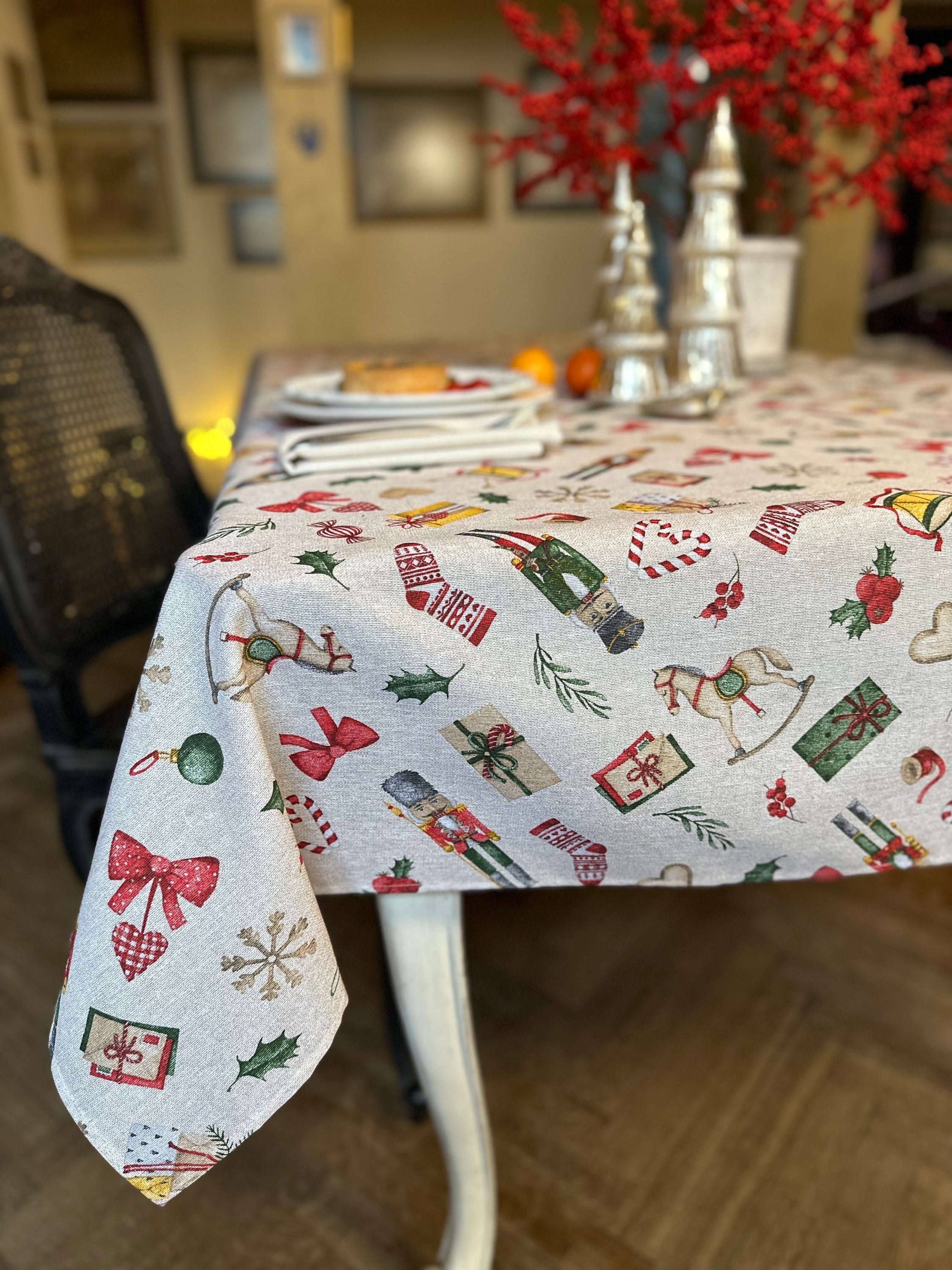 Rechteckige Tischdecke mit Weihnachtsmotiv | Weihnachtsgeschichte