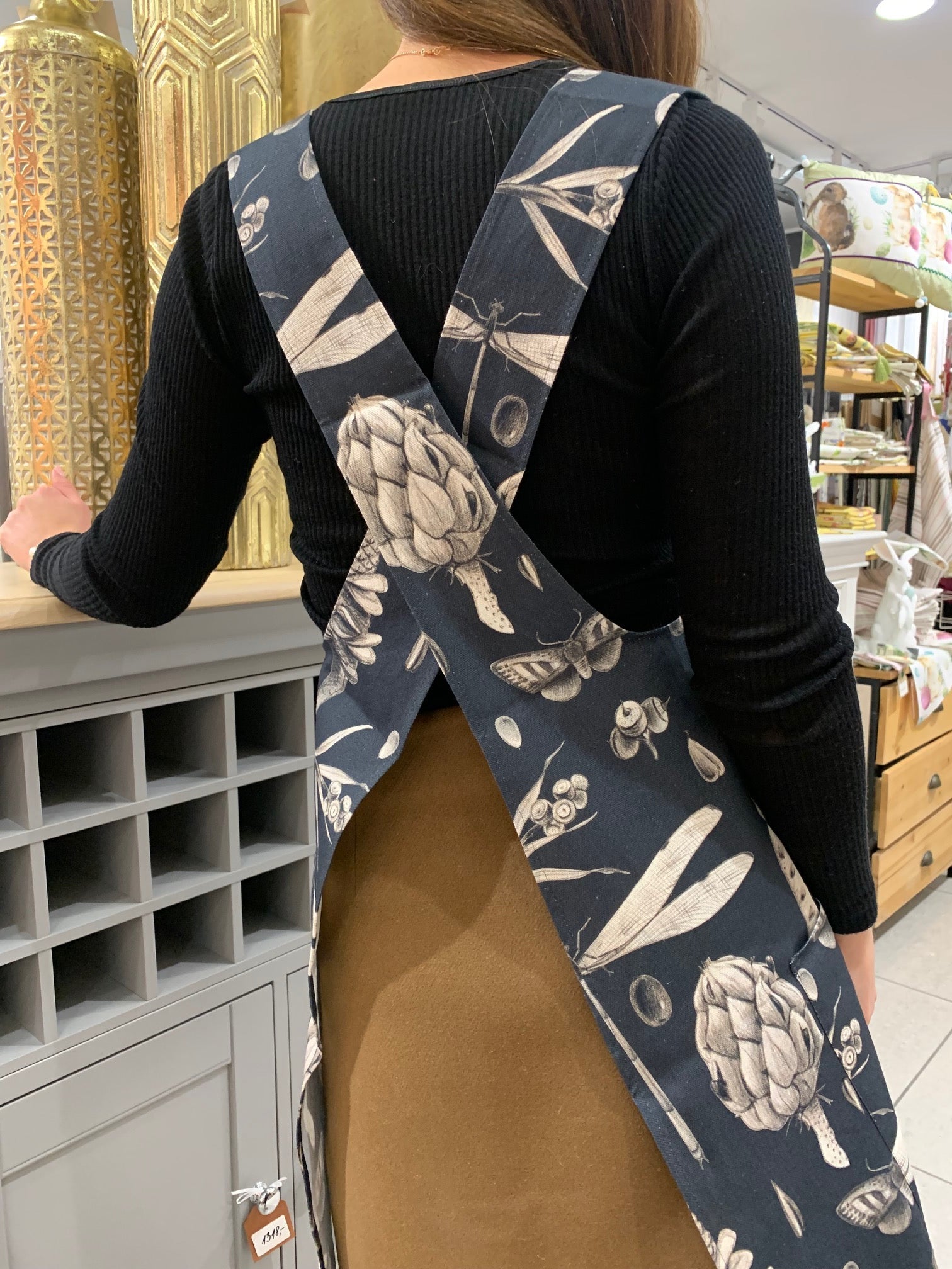 Ladies' Apron with Crossed Straps,100% Cotton, Printed | Seeds Carbon