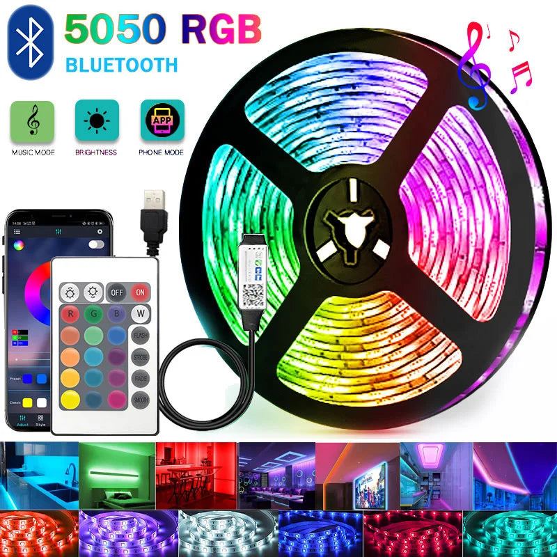 5V RGB 5050 LED Light Strip USB Infrared Remote Control Flexible Lamp