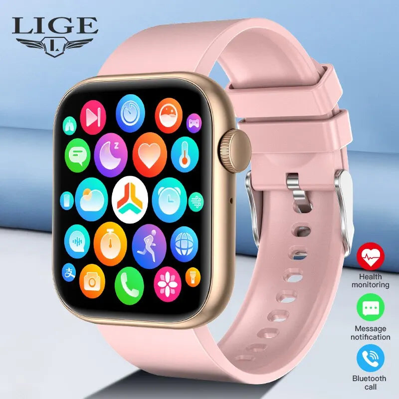LIGE Smart Watch For Women Full Touch Screen Bluetooth Call Waterproof