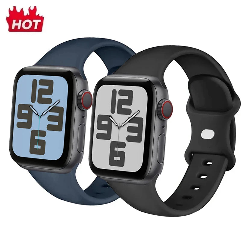 Bracelet en silicone pour Apple Watch 40 mm, 44 mm, 46 mm, 45 mm, 41 mm, 49 mm et 38 mm