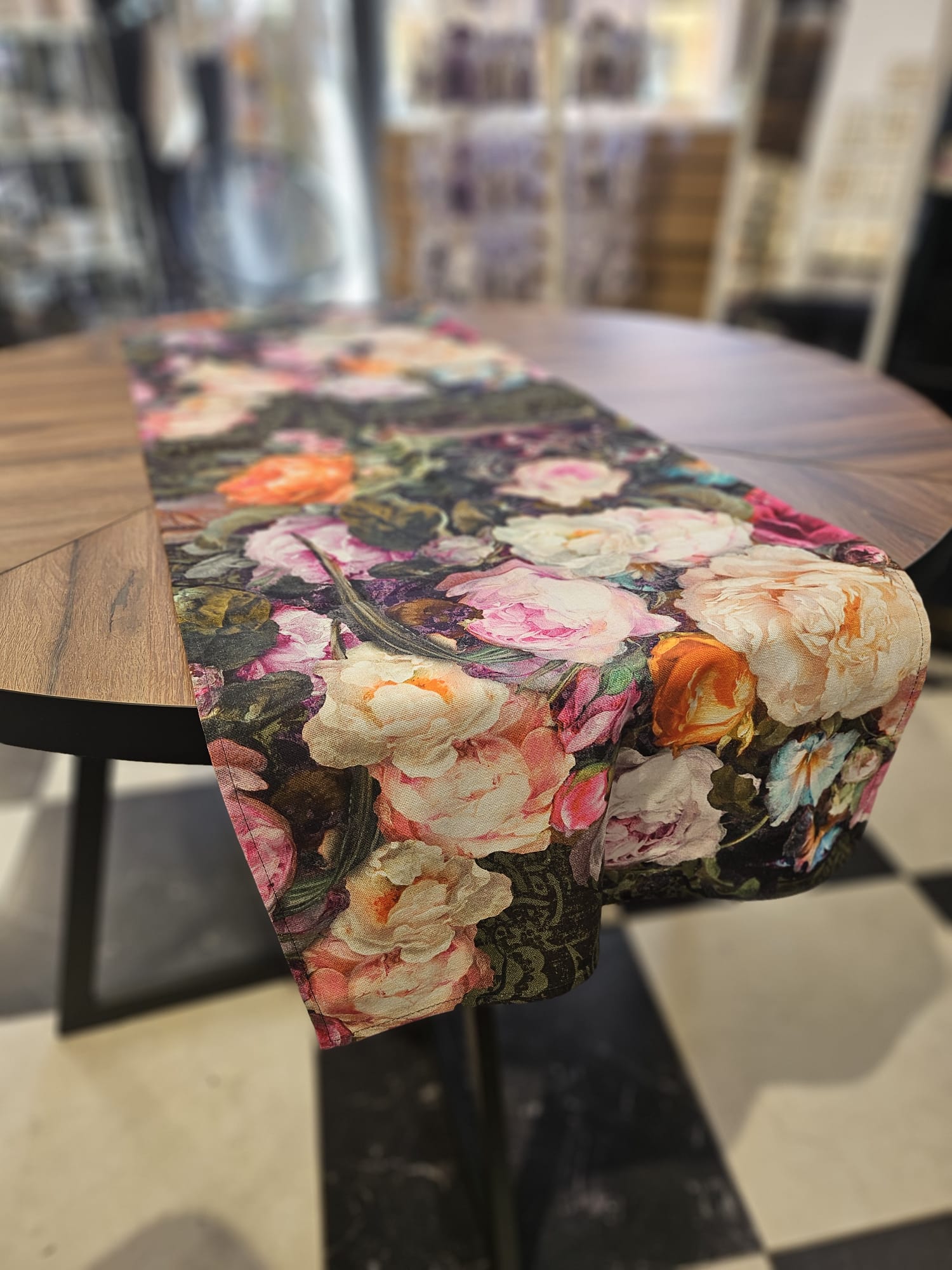 Chemin de table avec ou sans pompons, 100 % coton, imprimé | Francine