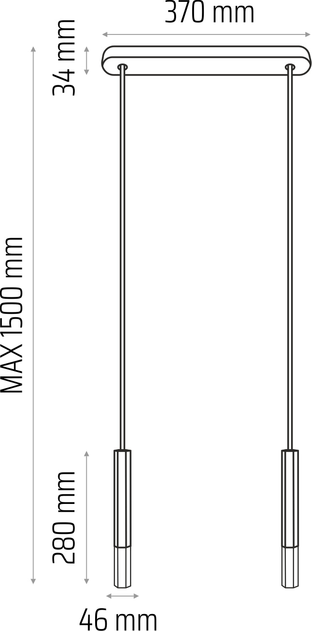 Hanging lamp Madera2 Hexa 2 ch black