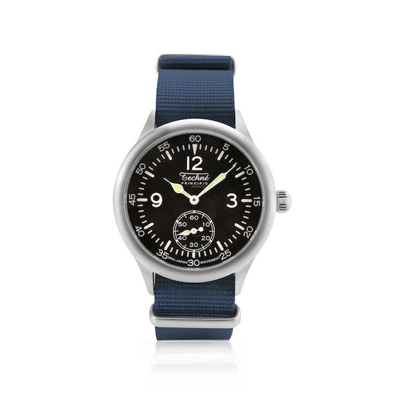 39,5 mm Feldquarzuhr mit Nylon-6-Armband in Marineblau