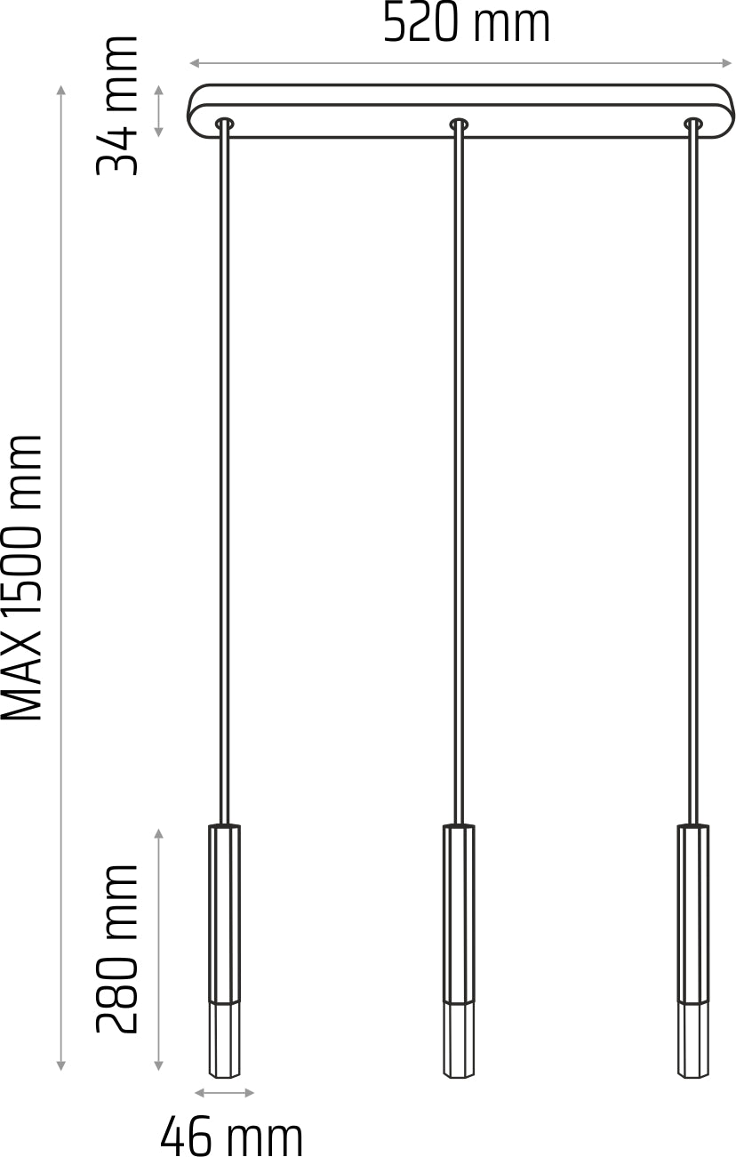 Hanging lamp Madera2 Hexa 3l black lamp