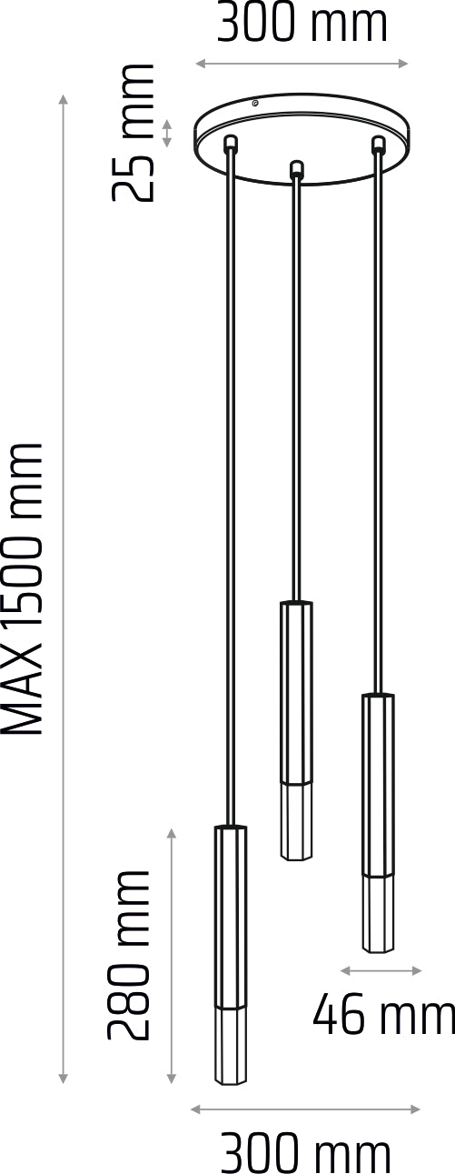 Hanging lamp Madera2 Hexa 3 pl (plaphone) black lamp