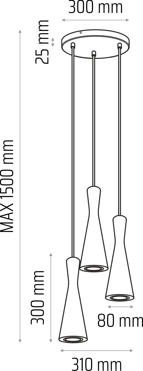 Suspension noire Vegas 3 tr (plaphone)