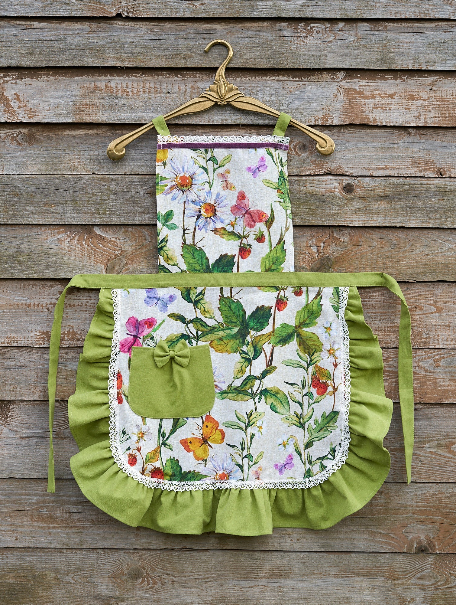 Tablier à volants pour femme, 100 % coton, imprimé | Pirode June