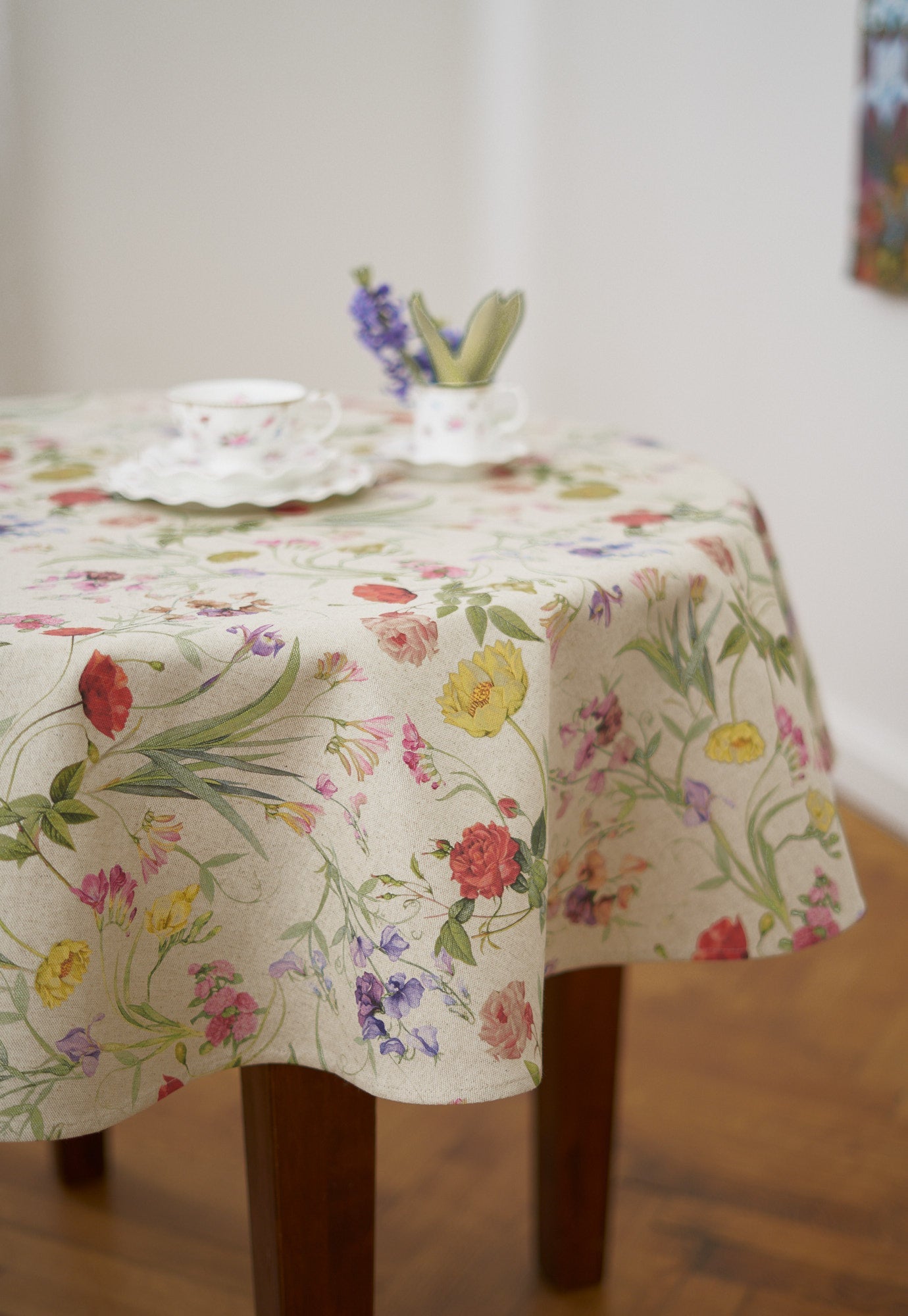 Nappe ronde, mélange coton-lin, imprimée | Blossom
