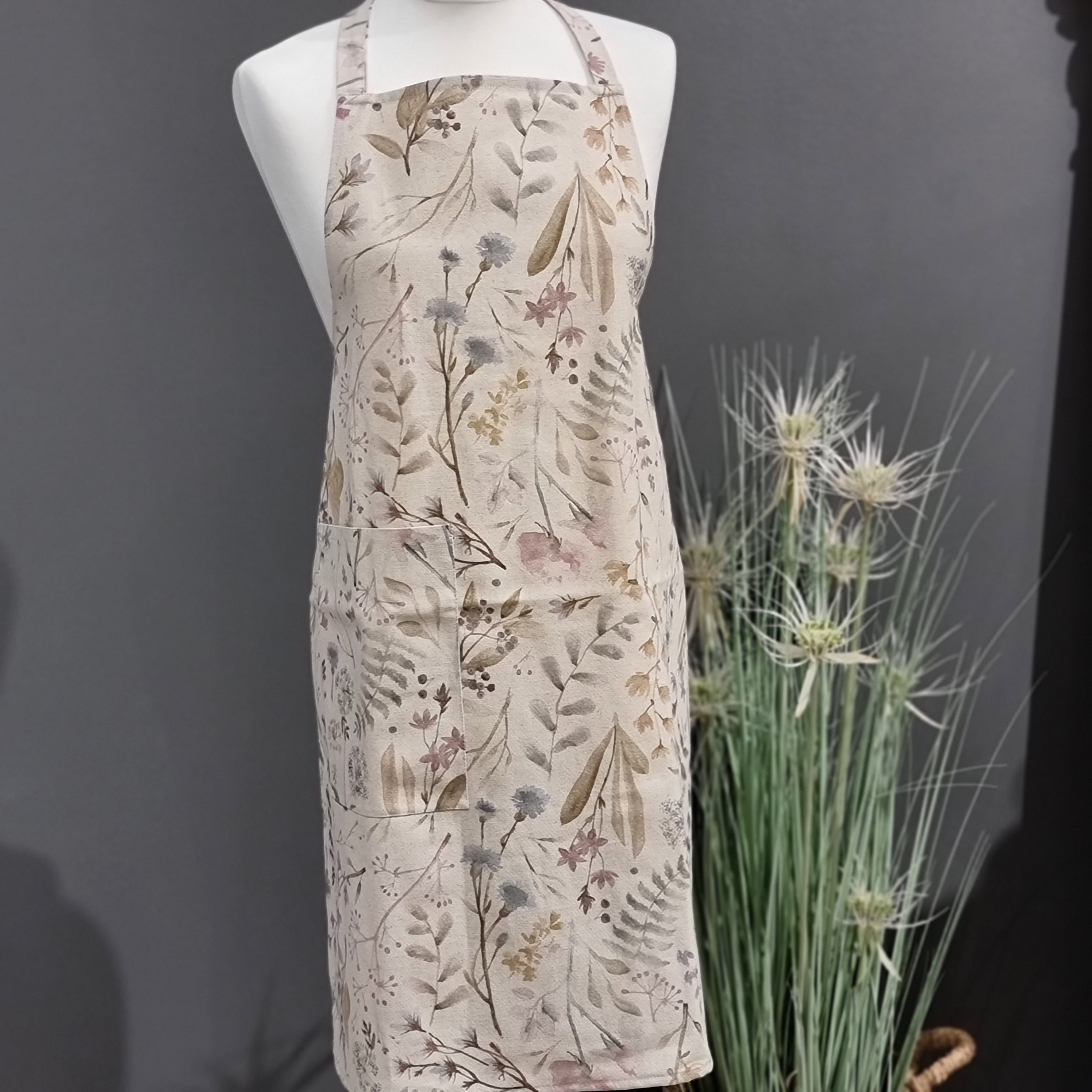 Tablier femme simple, mélange coton-lin, imprimé | Aitana Lamnia