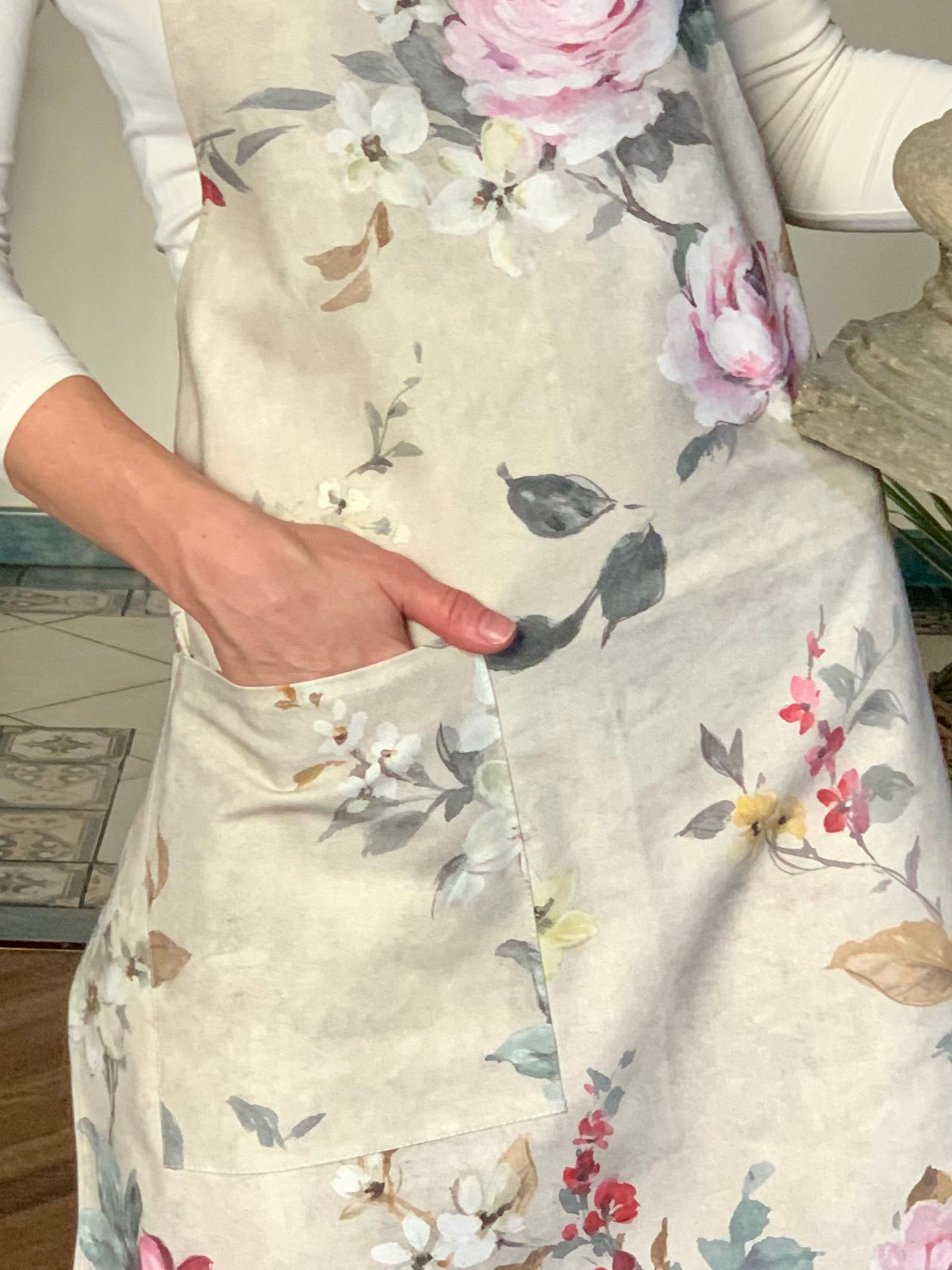 Ladies Apron Simple, S-L Size, 100% Organic Cotton, Printed |