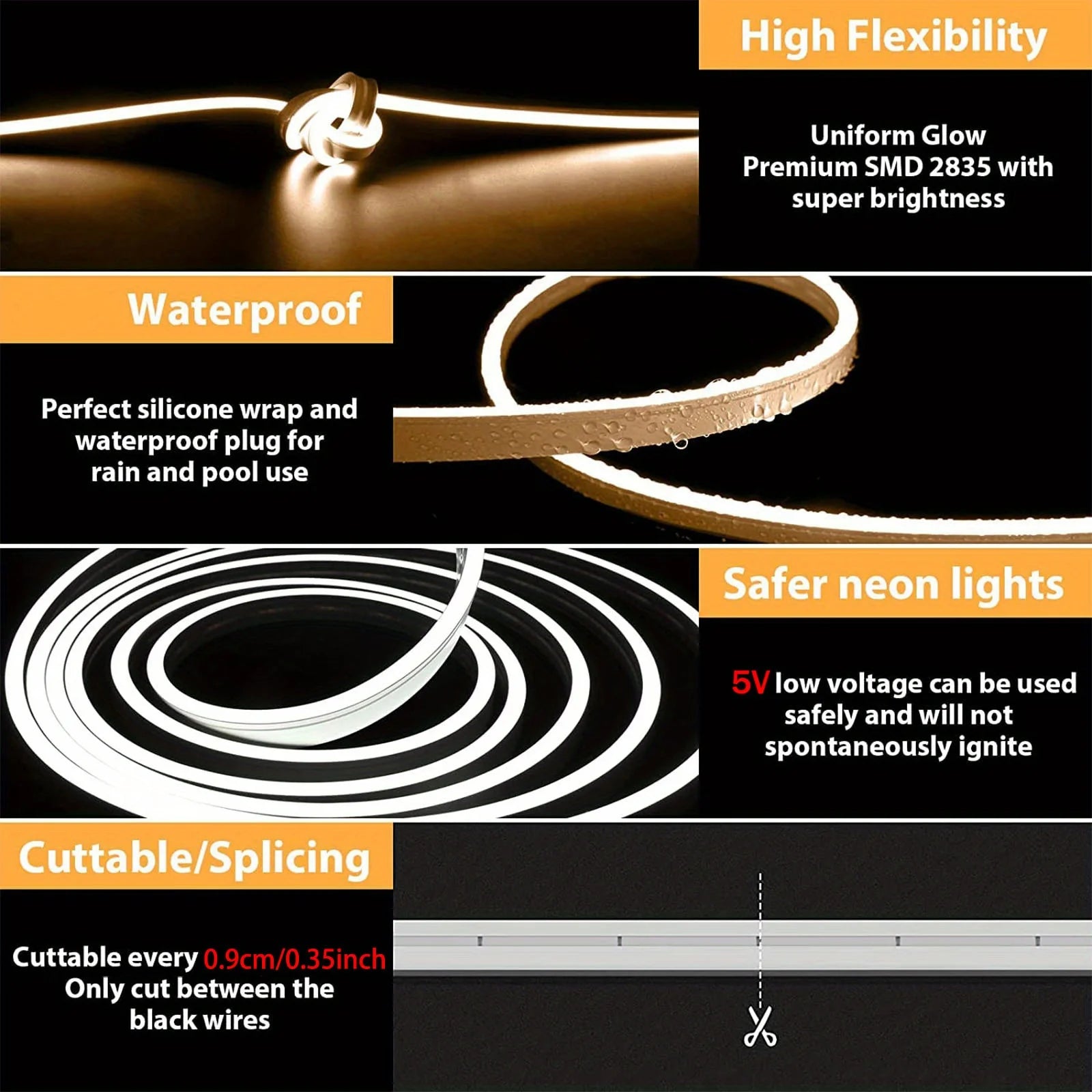 Neon LED Light Strip 5V USB Smart Gesture Sensor Dimmer Switch