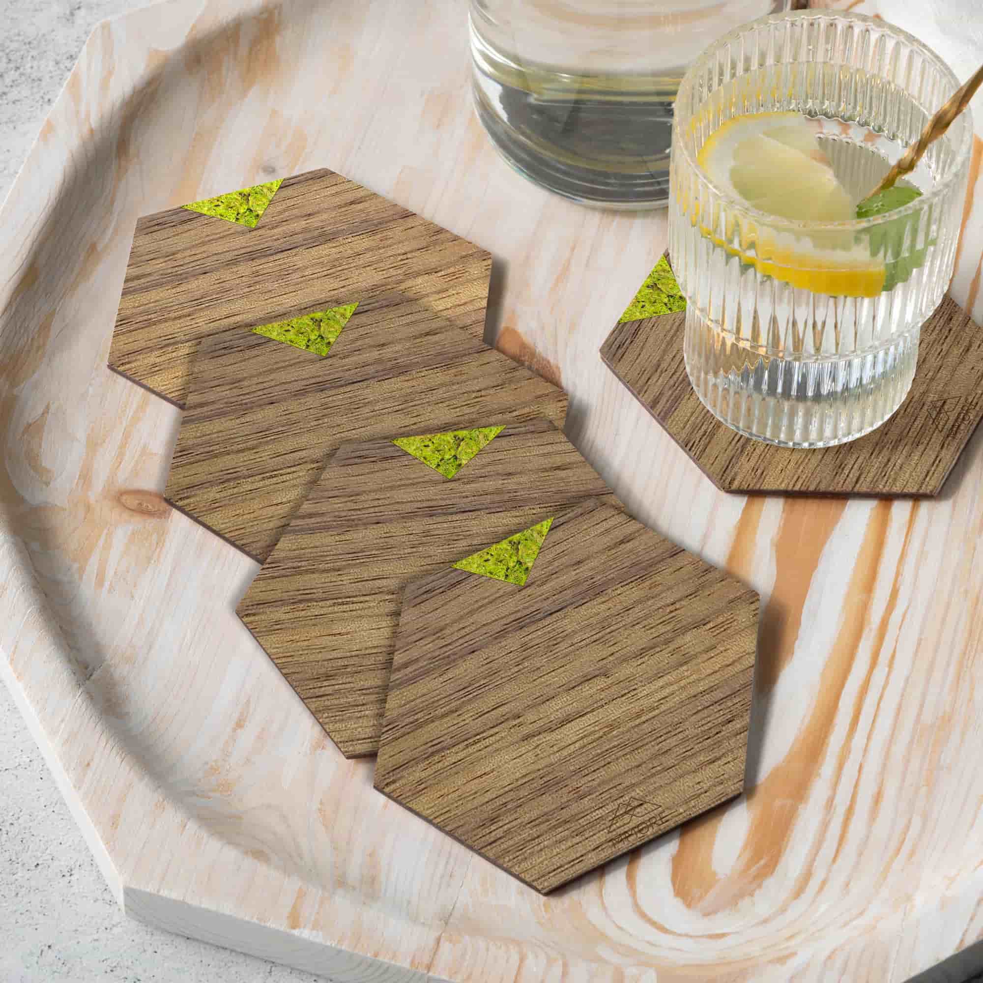 Dessous de verre en bois - Noyer américain / Lot de 4