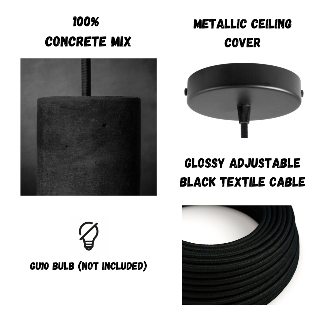 Dunkelgraue Beton-Pendelleuchte B+B