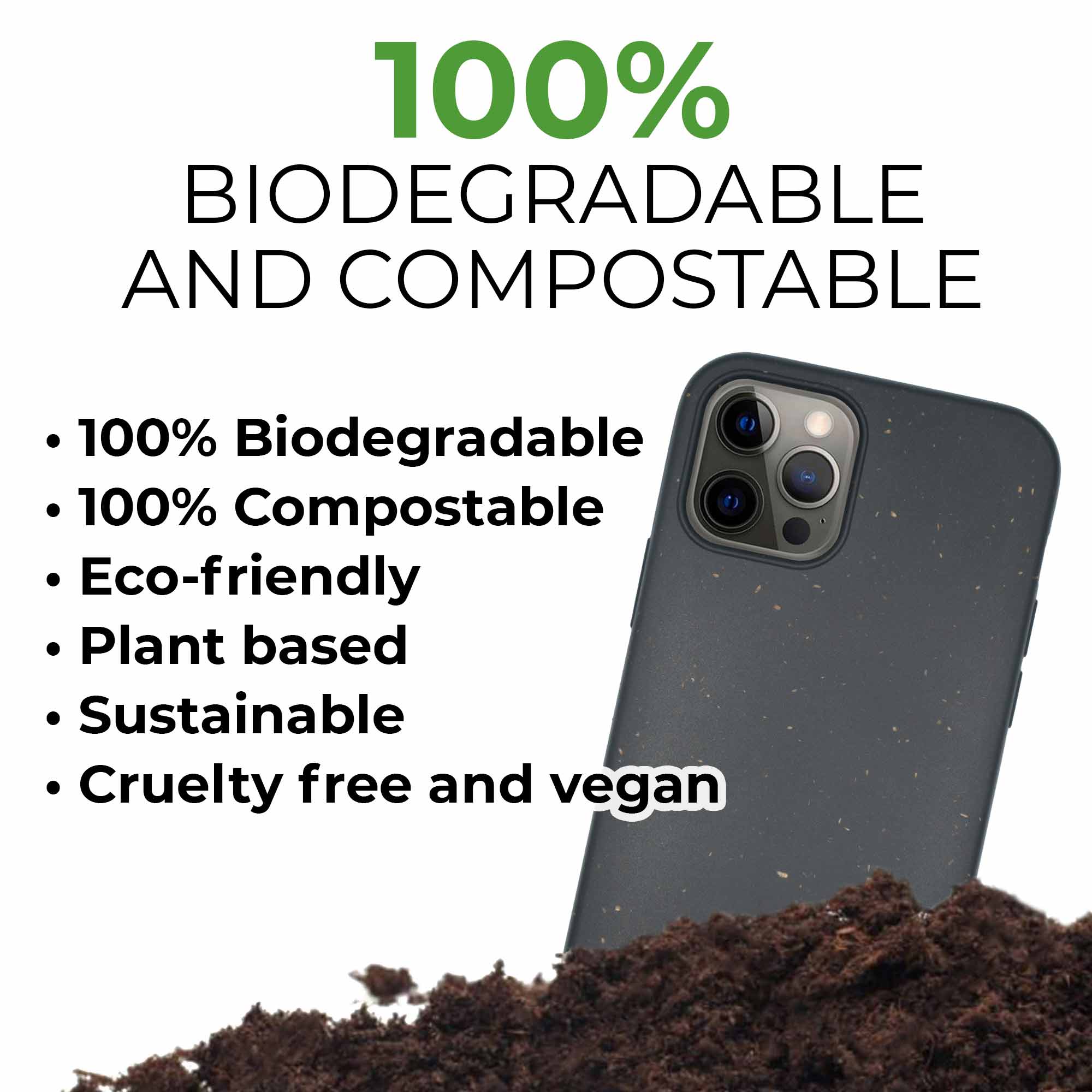 Coque de téléphone biodégradable chauves-souris pour Halloween - Noire
