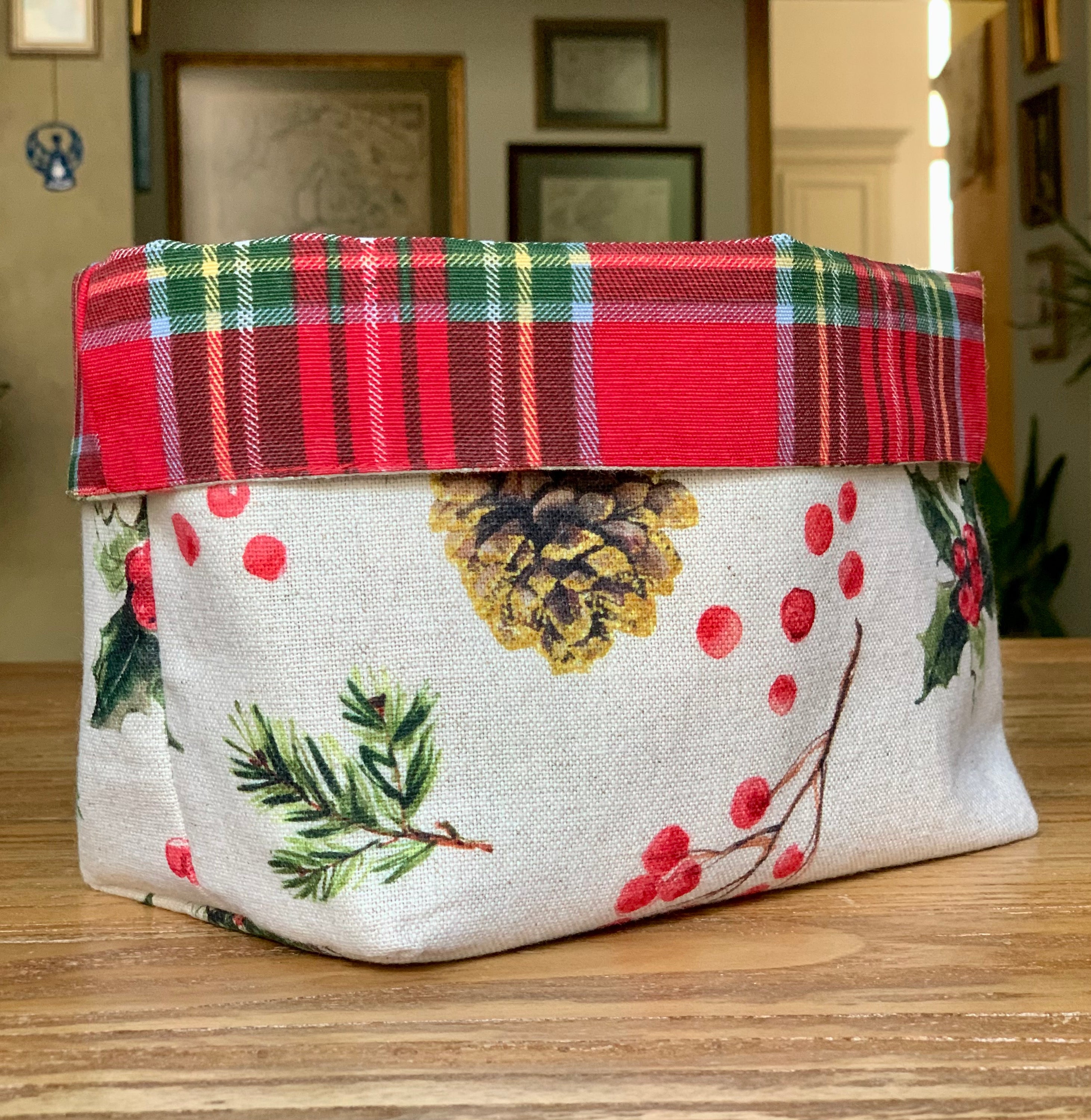 Napperon à pain de Noël, panier en tissu, mélange lin-coton, imprimé |