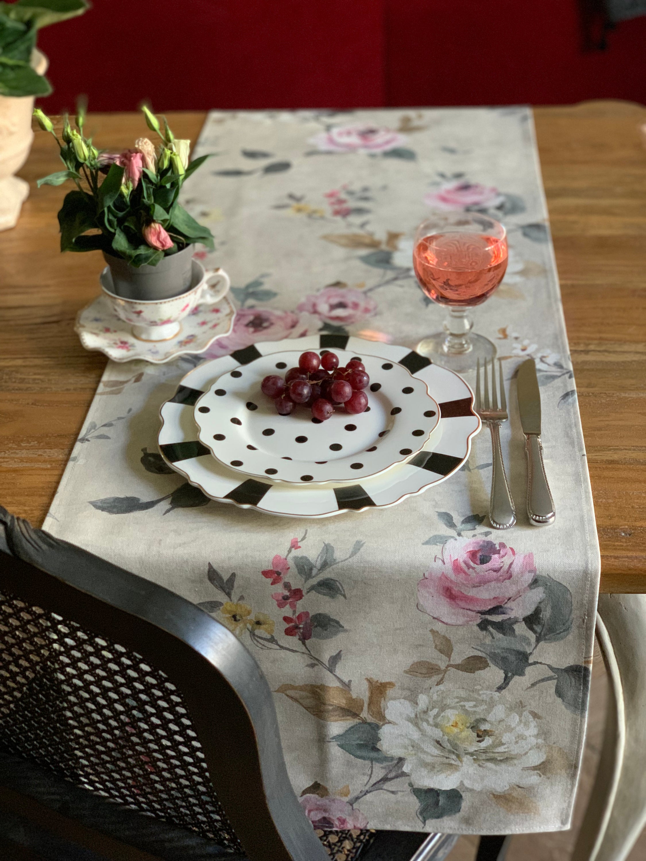 Chemin de table, 100 % coton biologique, imprimé | Lexington