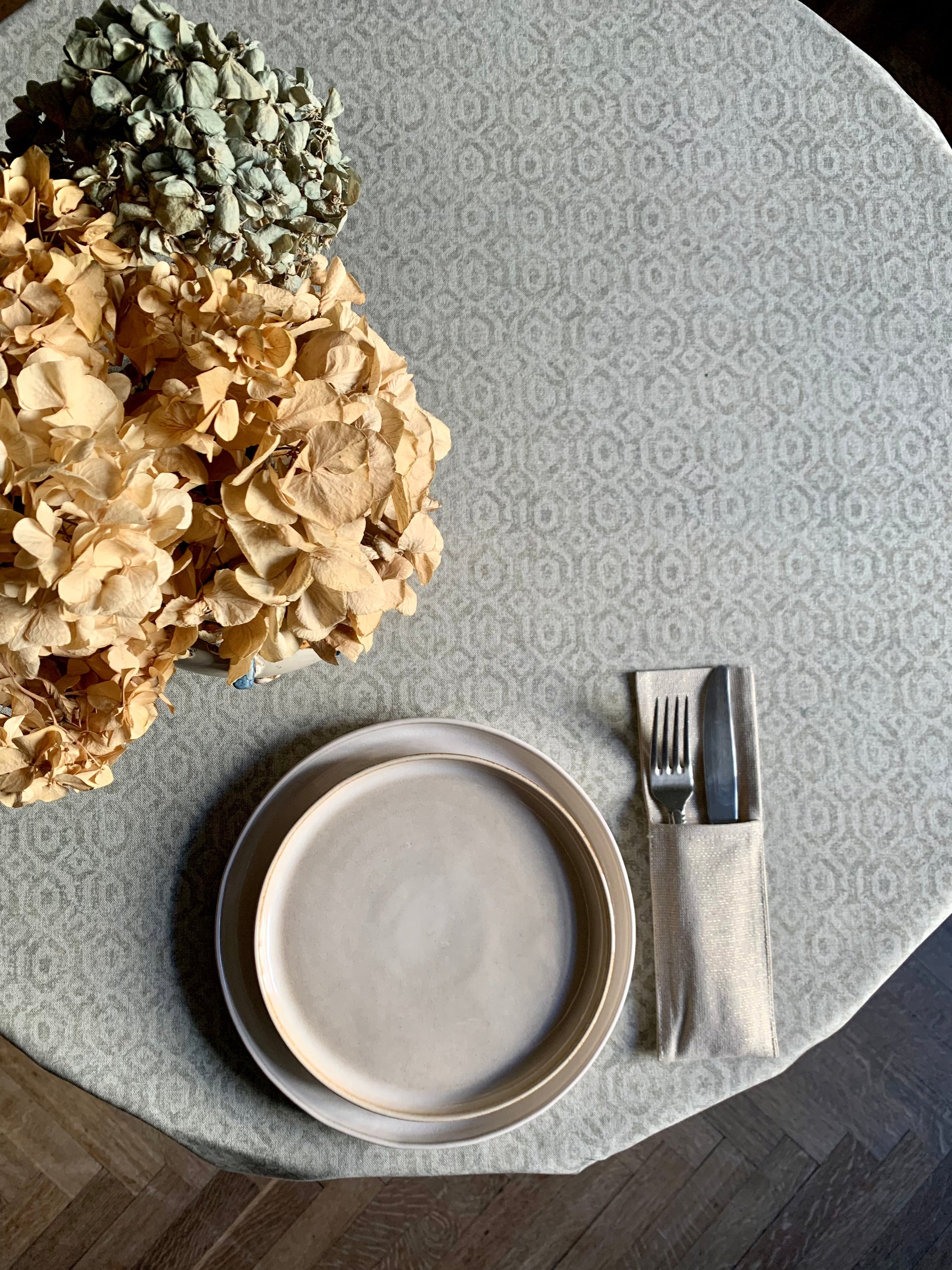 Nappe ronde, 100 % coton biologique, imprimée | Helga