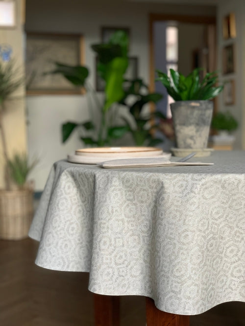 Round Tablecloth, 100% Organic Cotton, Printed | Helga