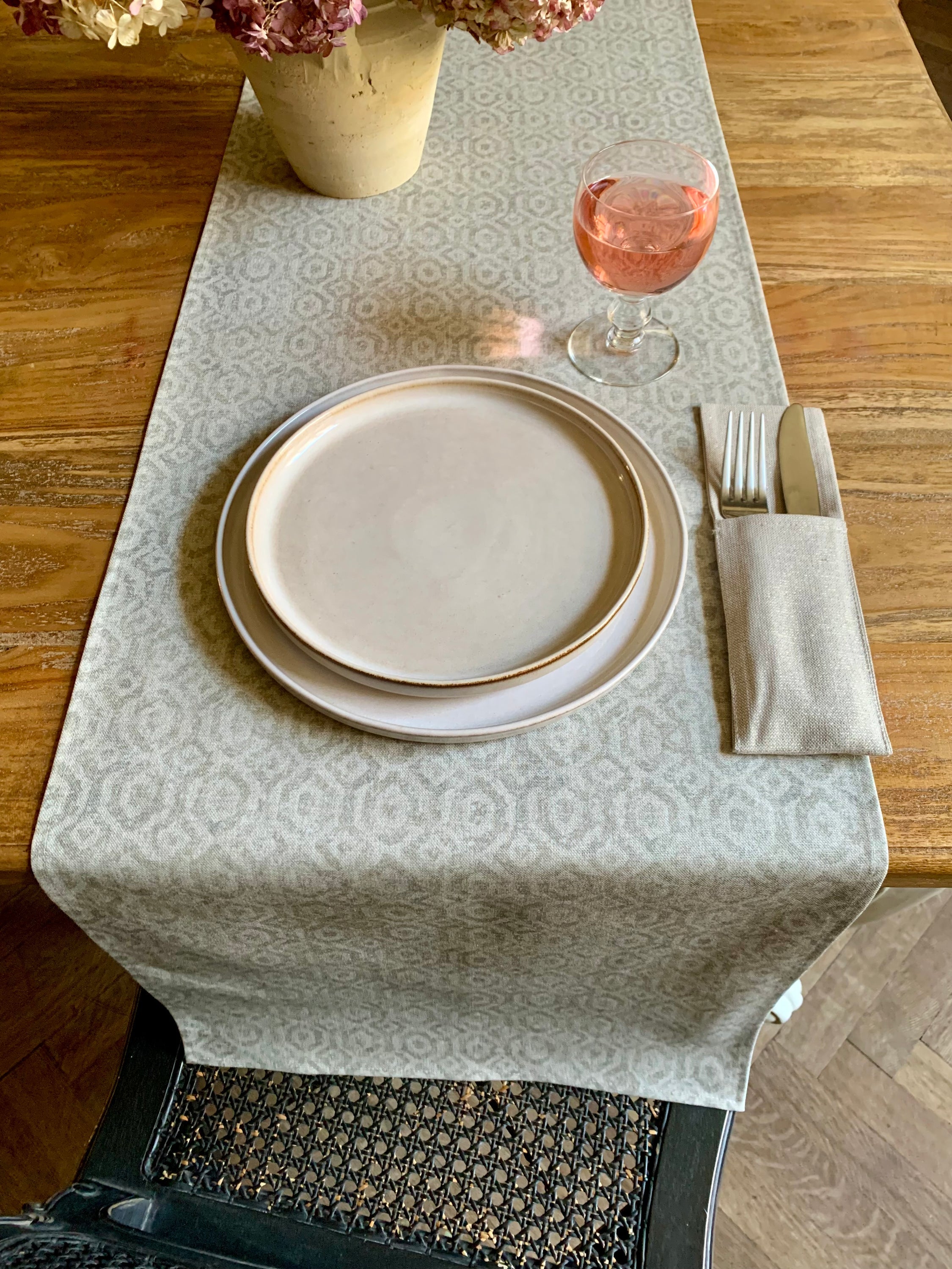 Chemin de table, 100 % coton biologique, imprimé | Helga