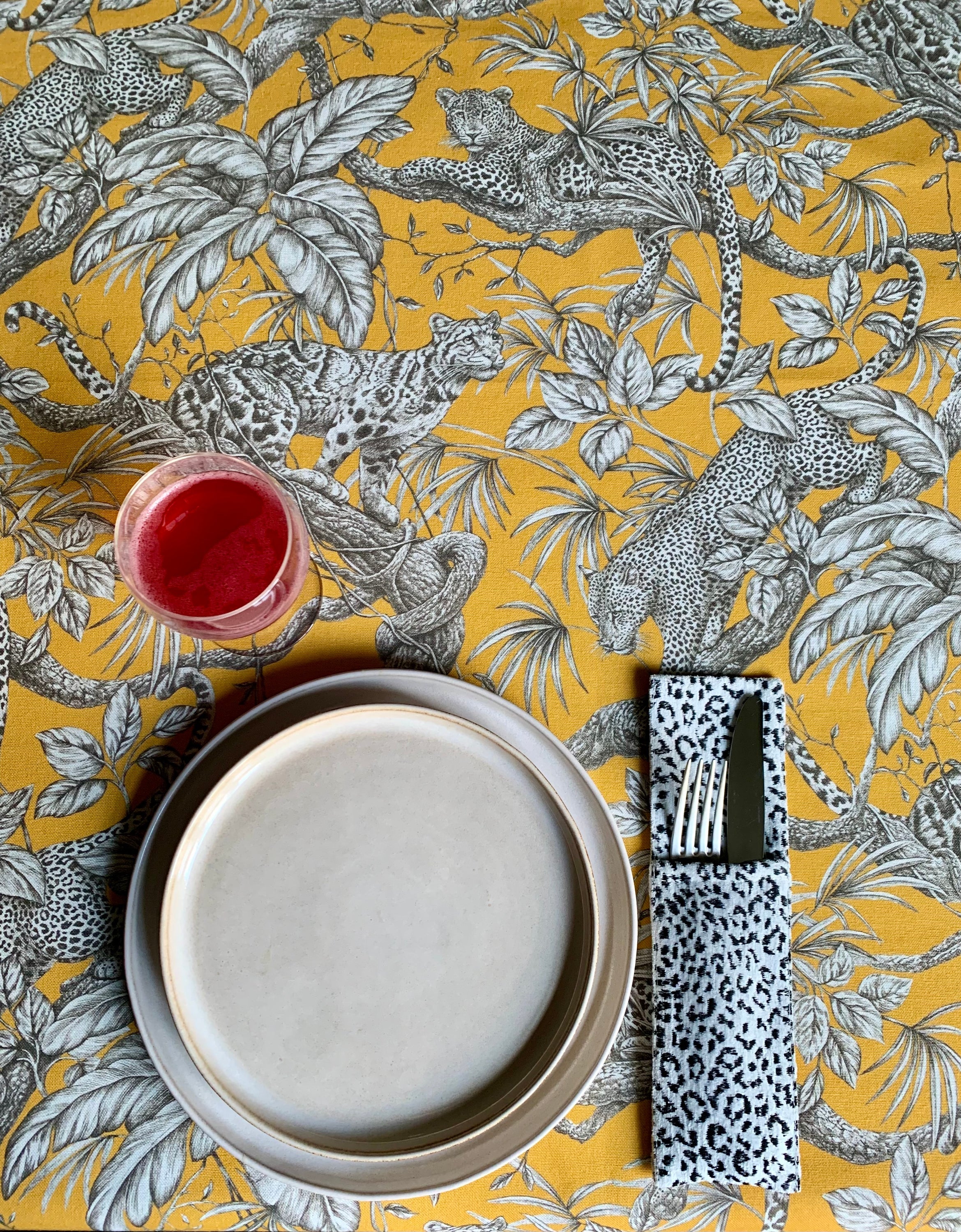 Porte-couverts 7 x 25 cm en jacquard chenille | Jungle