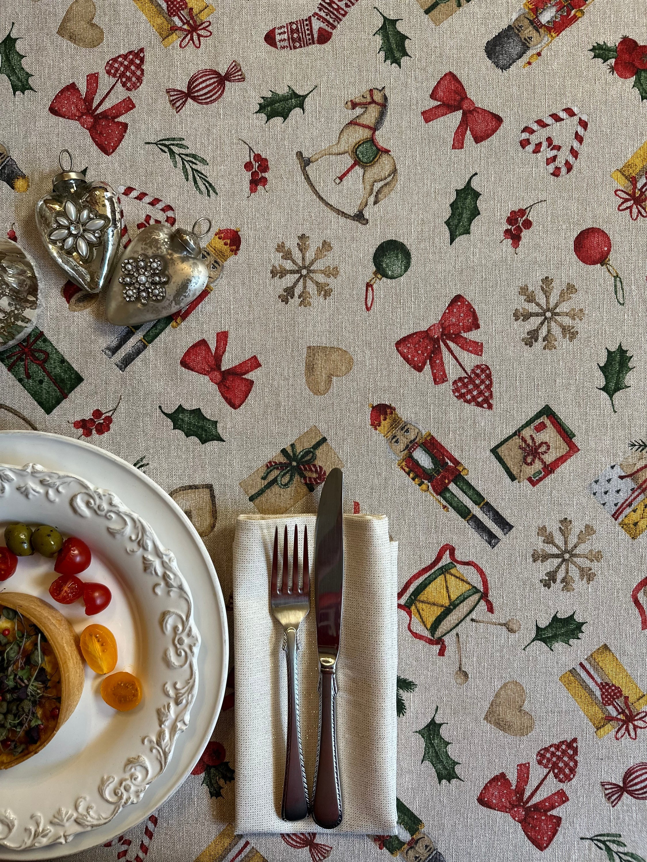 Nappe rectangulaire, motif de Noël | Histoire de Noël