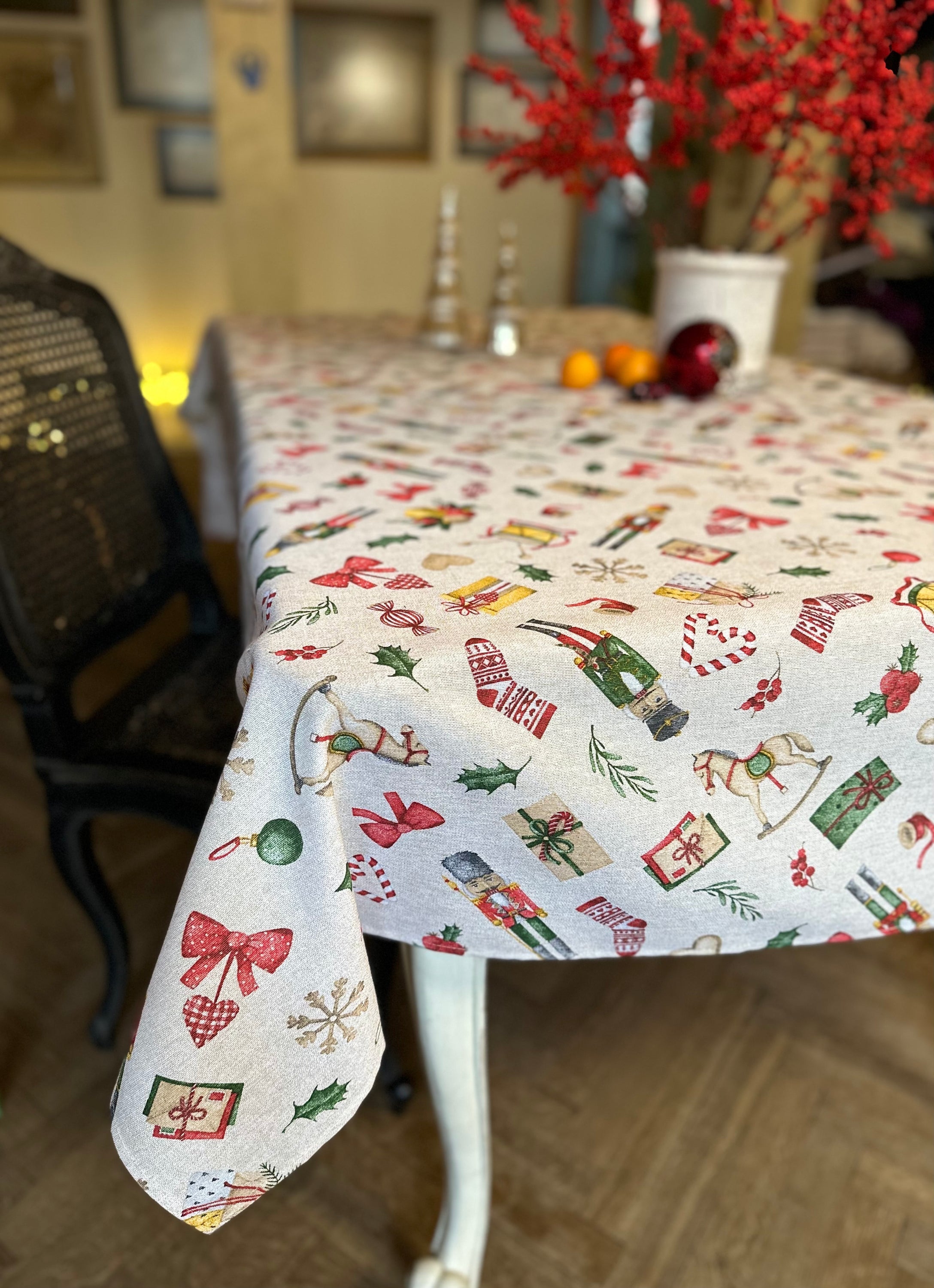 Nappe rectangulaire, motif de Noël | Histoire de Noël