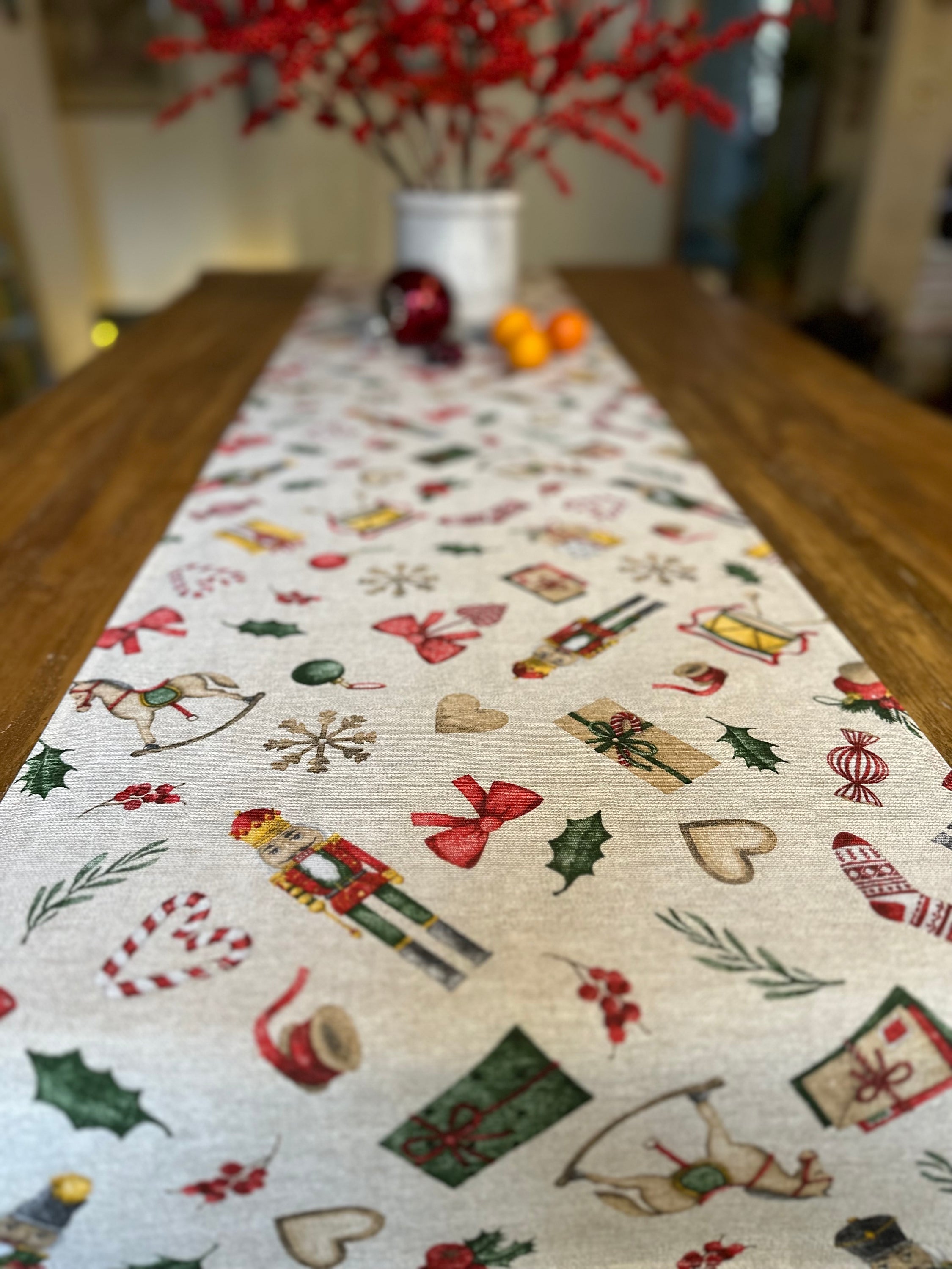 Chemin de table à motif de Noël, différentes tailles | Histoire de Noël