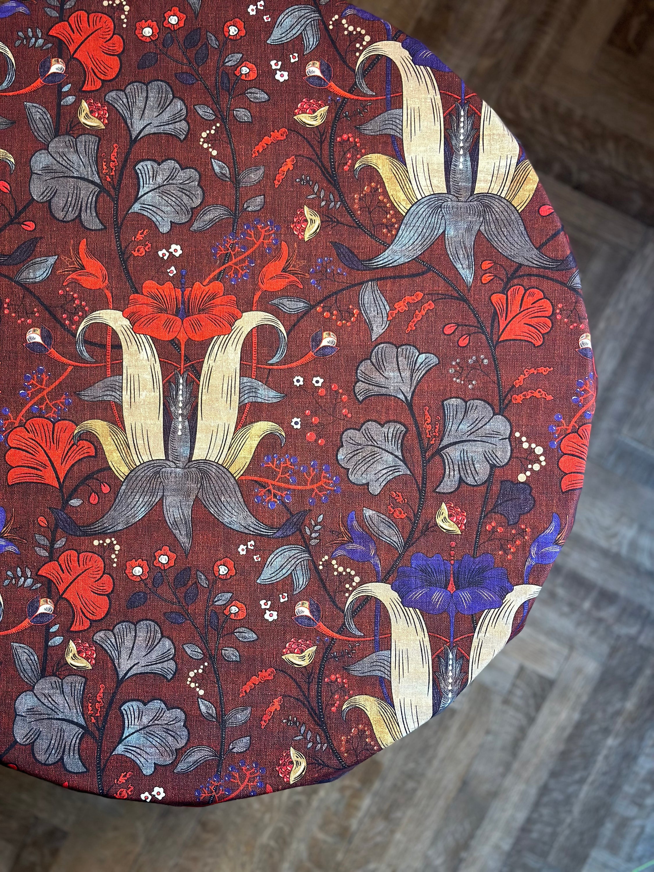 Nappe ronde, mélange lin-coton, imprimée | Red Drama