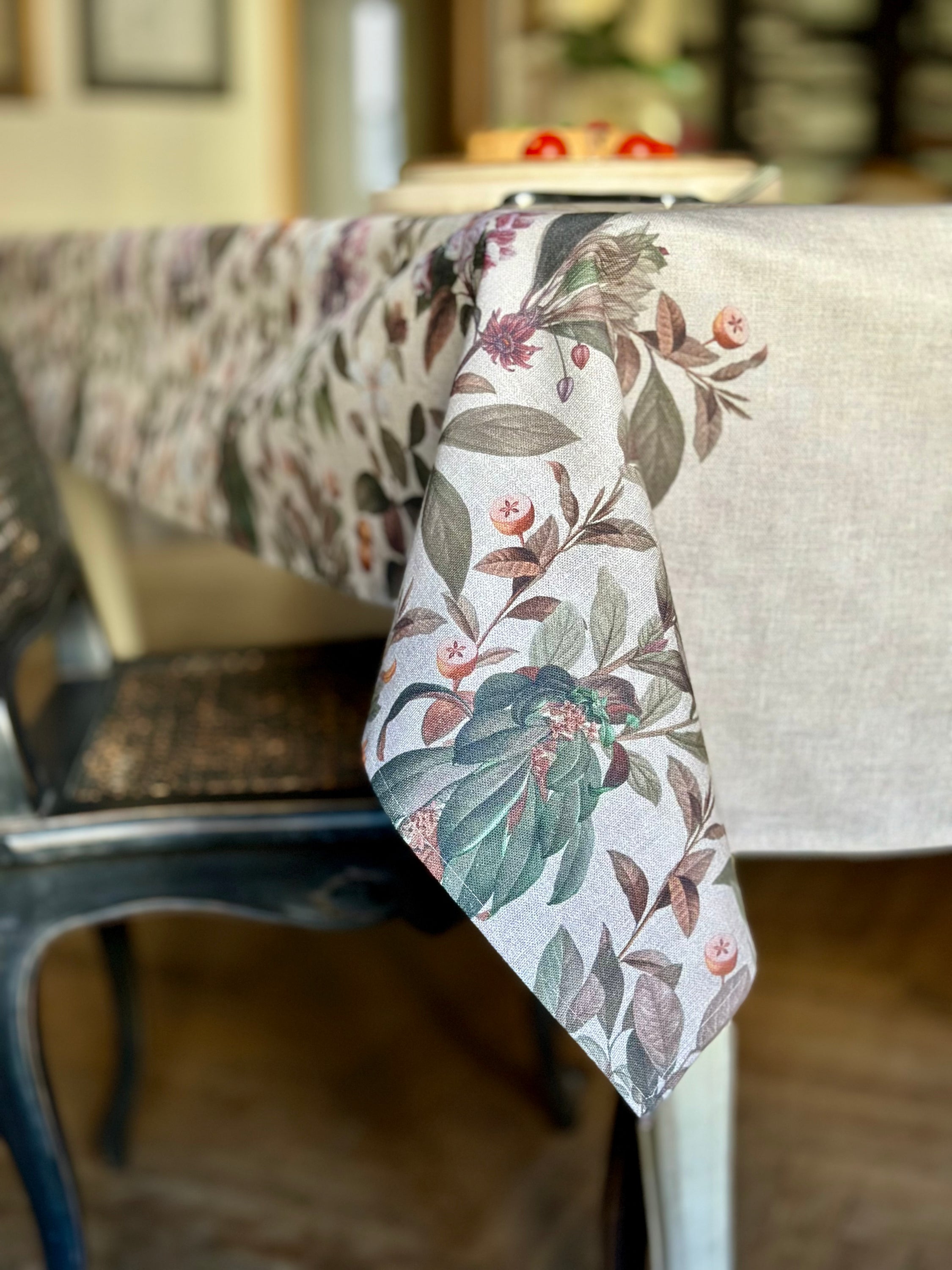 Nappe rectangulaire en coton imprimé | Bouquet naturel pur