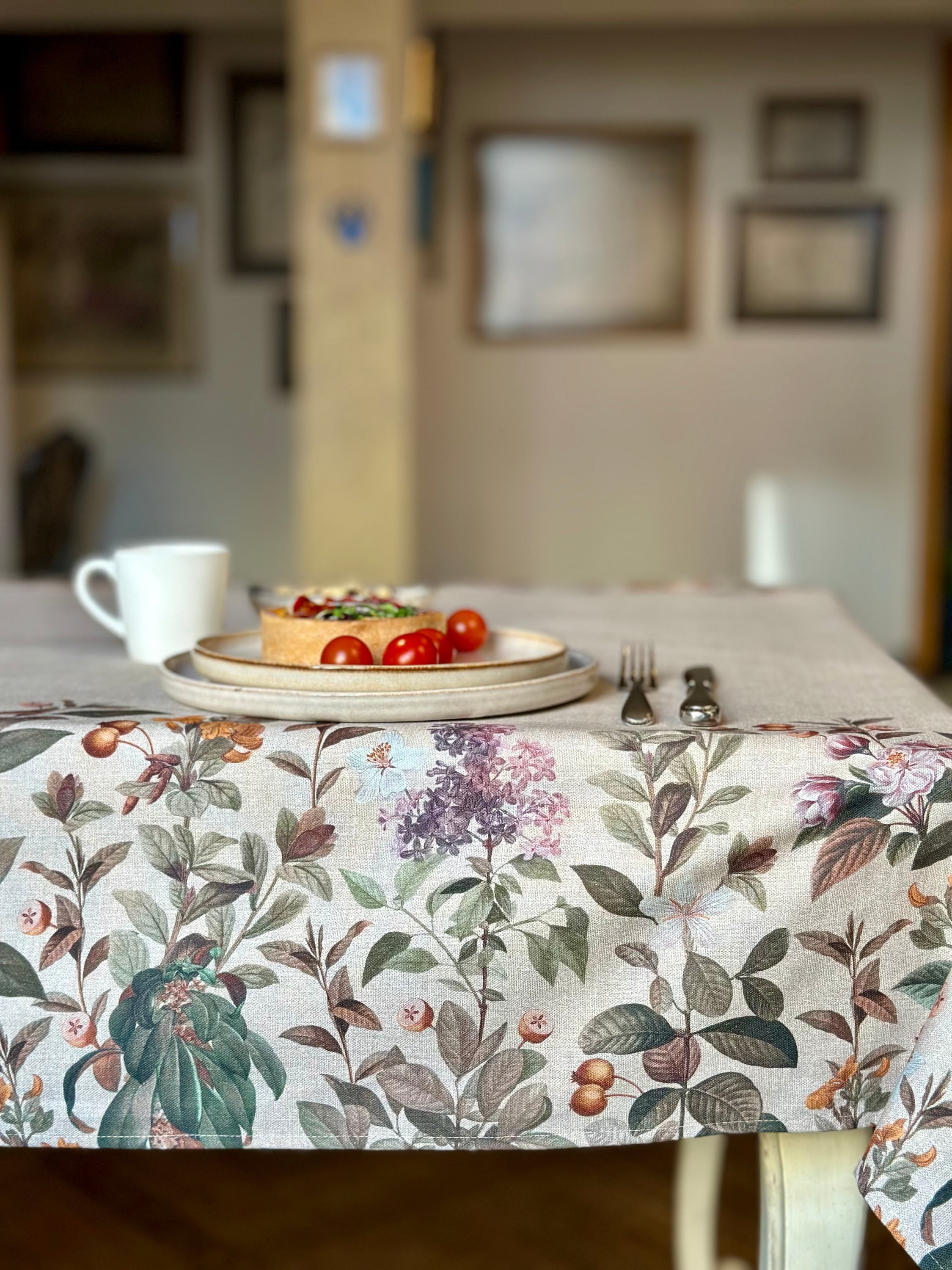 Nappe rectangulaire en coton imprimé | Bouquet naturel pur