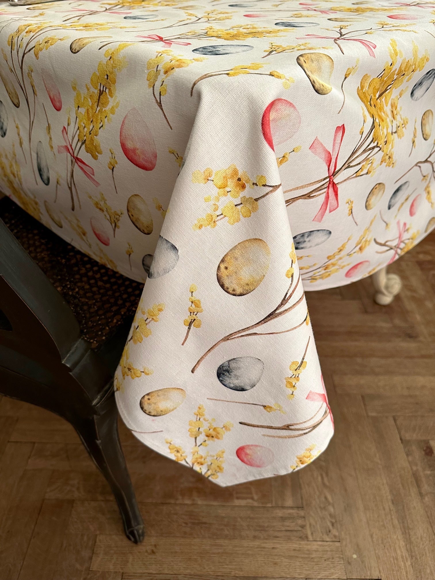 Nappe rectangulaire en coton imprimé | Joyeuses Pâques