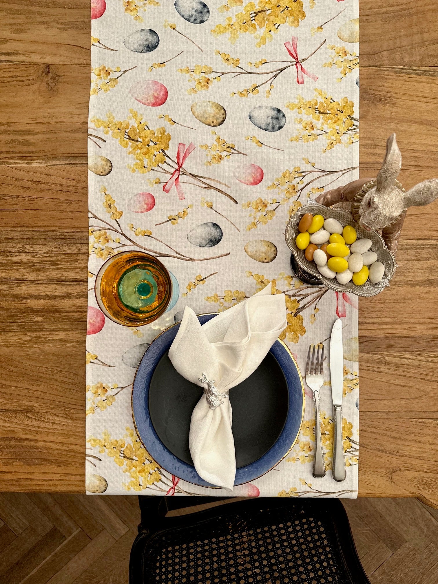 Chemin de table, 100 % coton, imprimé | Joyeuses Pâques