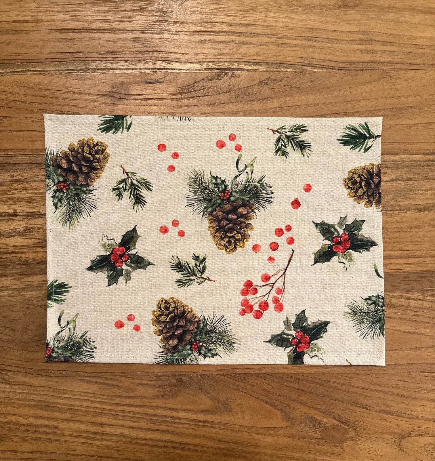 Décoration lumineuse de Noël, mélange coton-lin | Pin doré