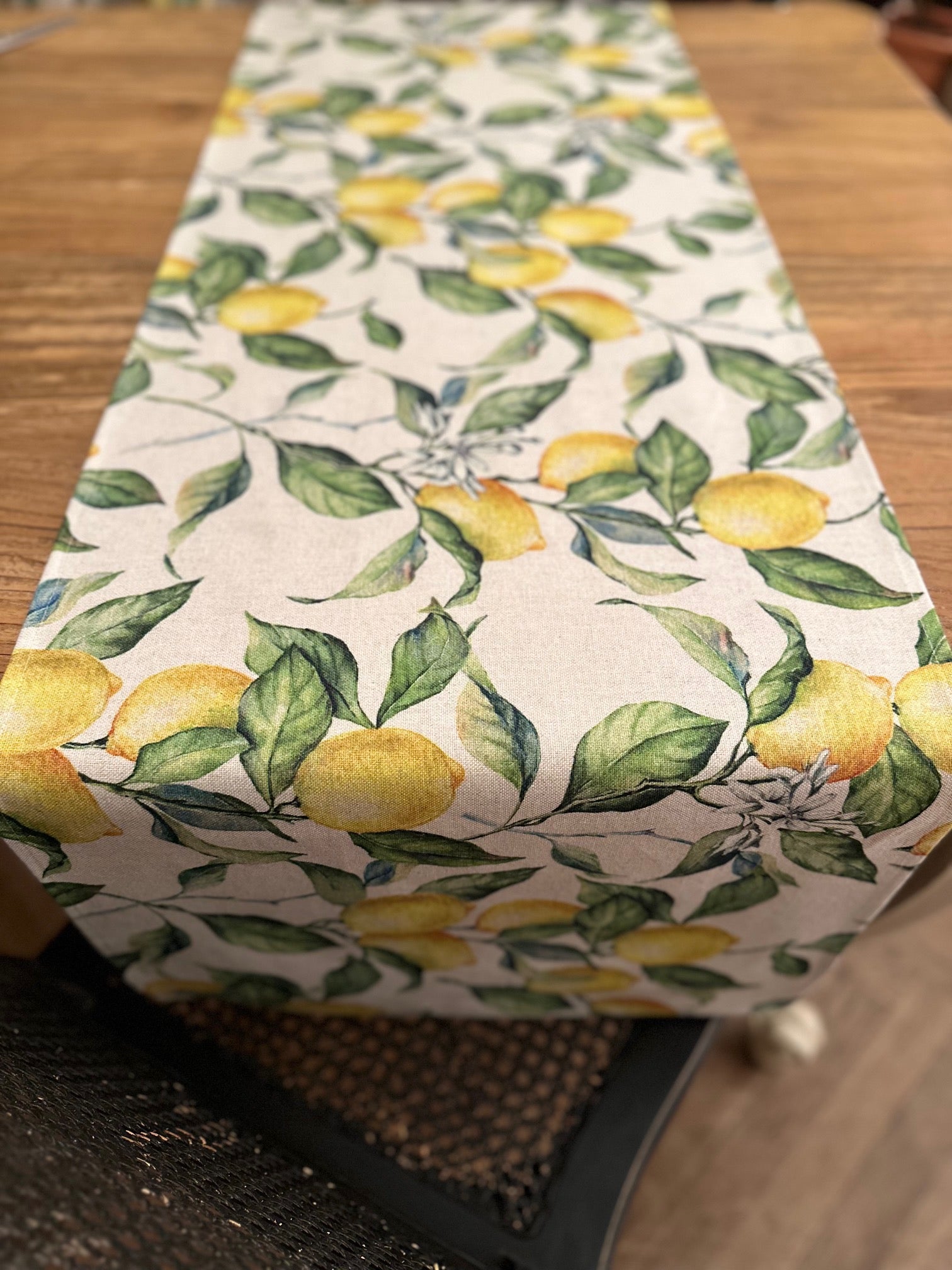 Chemin de table simple, mélange lin-coton, imprimé | Lemon Linen