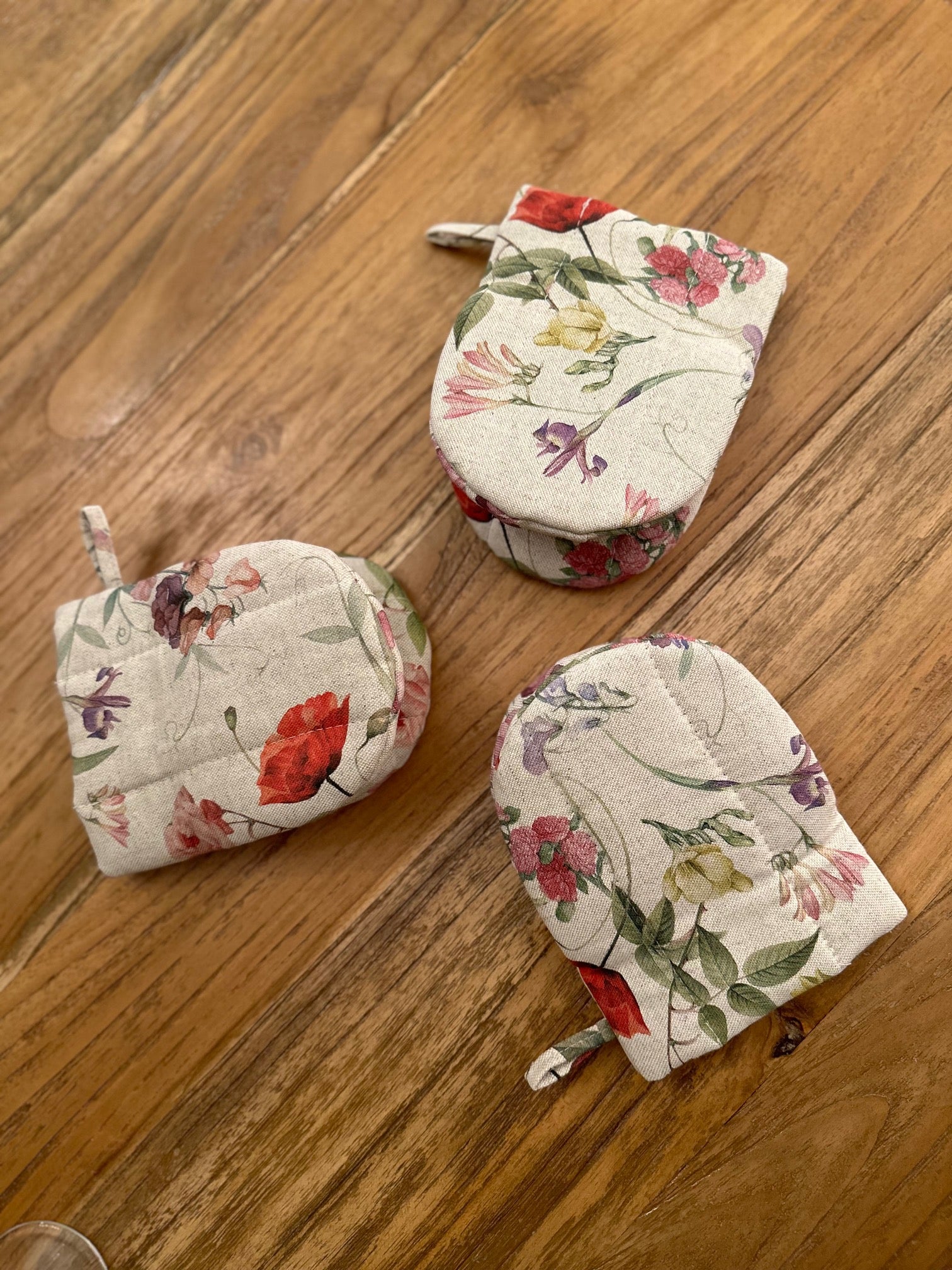 Oven Glove Small with Double Wool Filling, Linen-Cotton Mix, Printed |