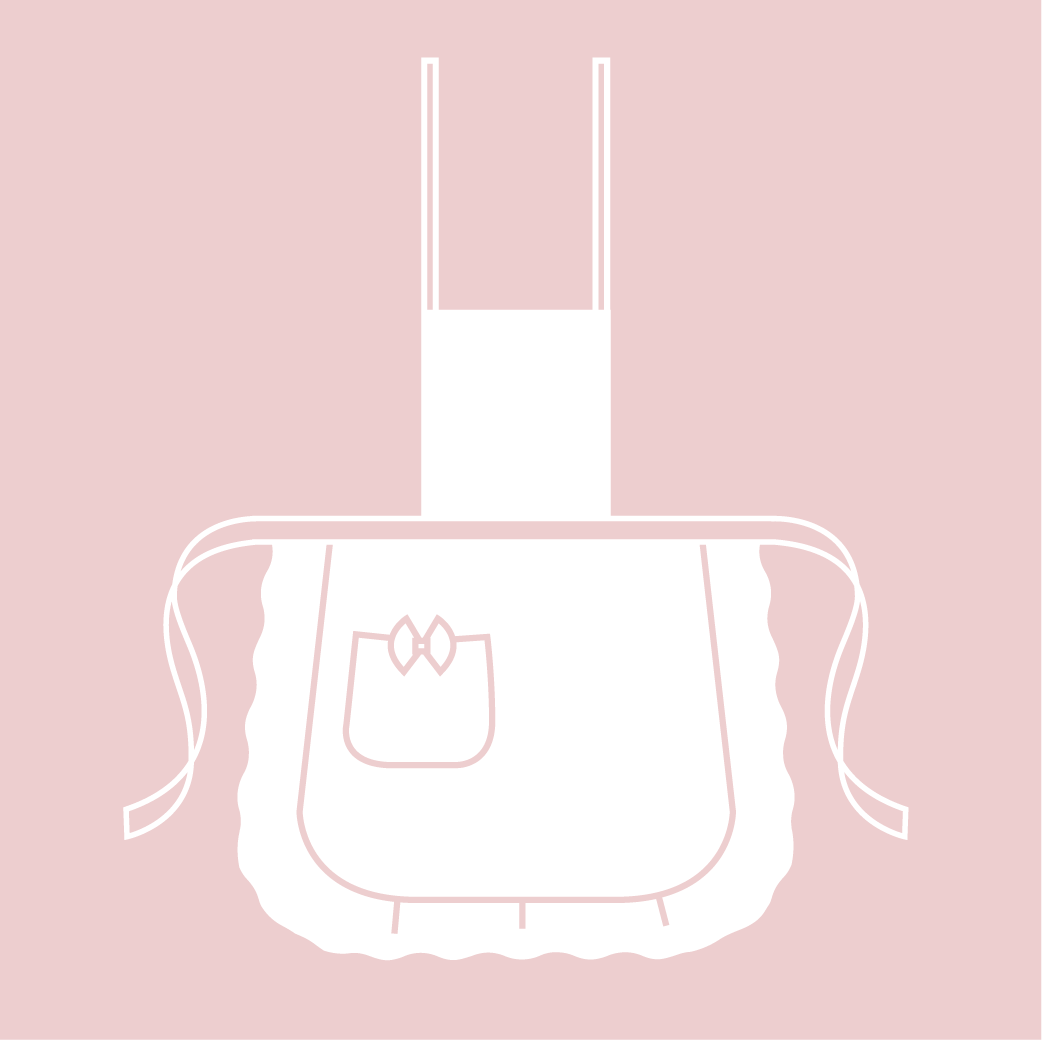 Damenschürze mit Rüschen und Tasche, beige Rüschen, recycelt