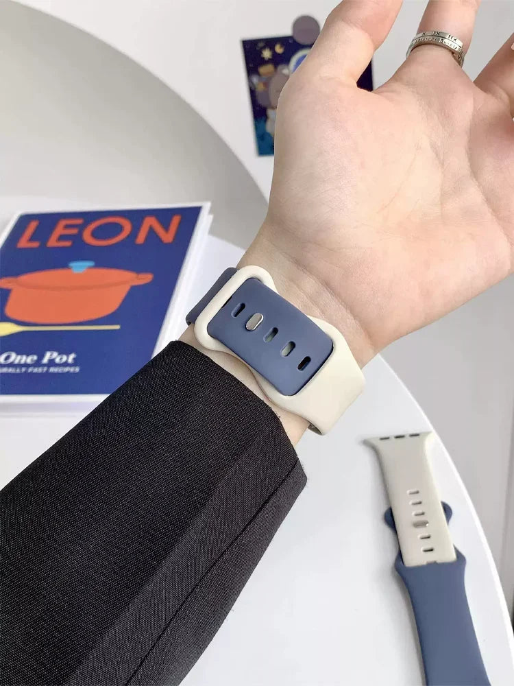 Bracelet en silicone pour Apple Watch 40 mm, 44 mm, 46 mm, 45 mm, 41 mm, 49 mm et 38 mm