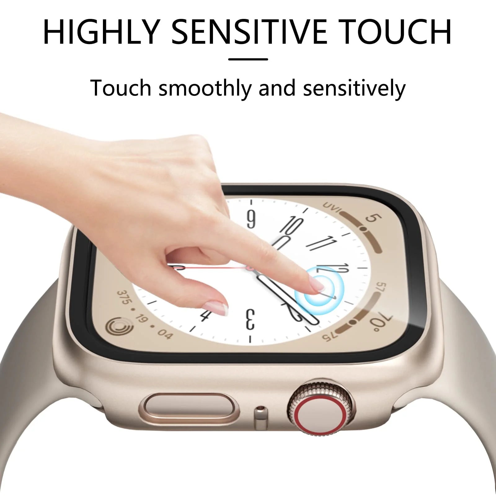 Glass+Case For Apple Watch 8 7 45 44 41 40 38 42mm PC Screen Protector