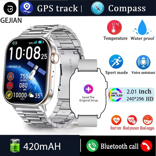 GEJIAN 2025 Neue GPS-Smartwatch mit Herzfrequenz- und Schlafüberwachungssensor