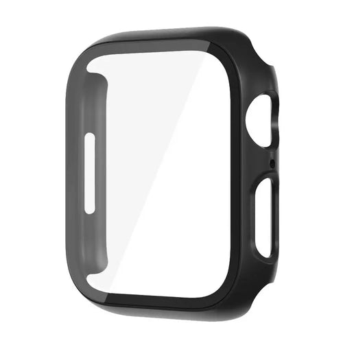 Protection d'écran en polycarbonate avec verre trempé et boîtier pour Apple Watch 8, 7, 45, 44, 41, 40, 38 et 42 mm