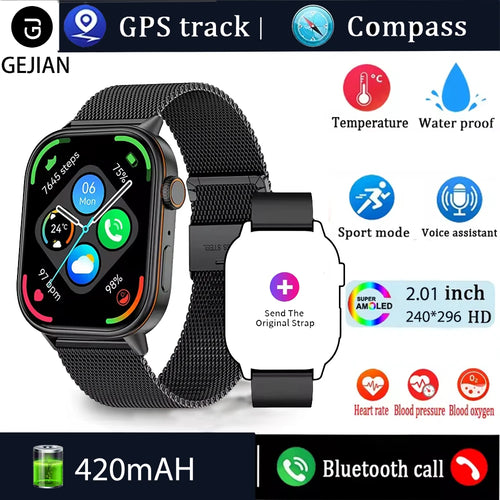 GEJIAN 2025 Neue GPS-Smartwatch mit Herzfrequenz- und Schlafüberwachungssensor