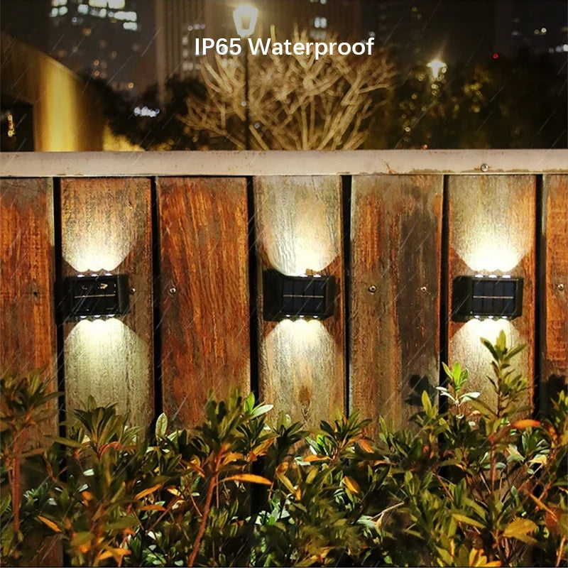 Solar LED Light, Outdoor Waterproof Wall Lamp, Dusk to Dawn Fence