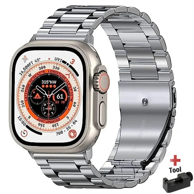 Bracelet en acier inoxydable pour Apple Watch 44 mm, 45 mm, 38, 42, 40 et 41 mm